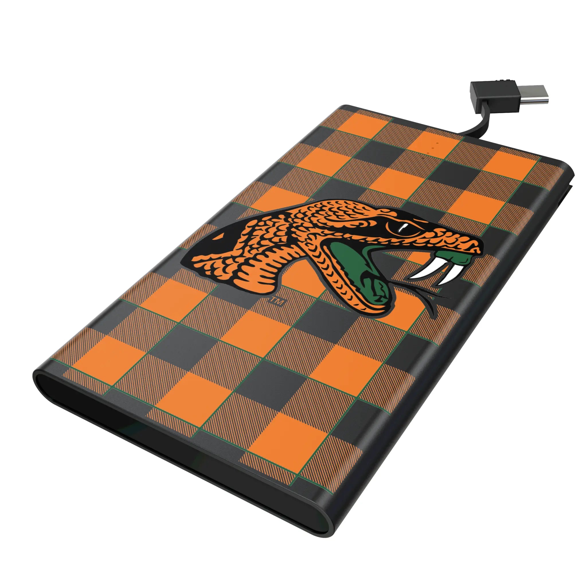 Florida A&M University Rattlers Plaid 5000mAh Flat Powerbank