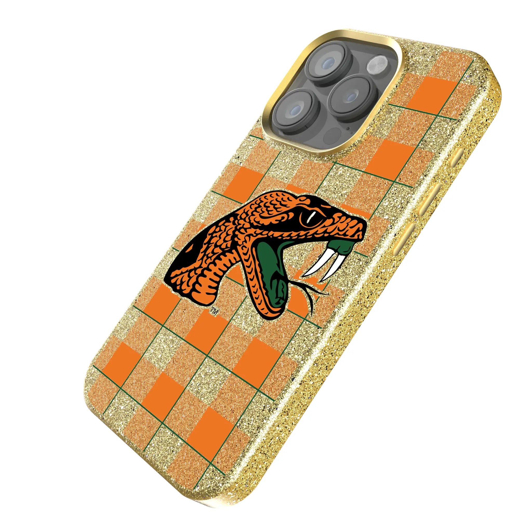 Florida A&M University Rattlers Plaid Bling Phone Case