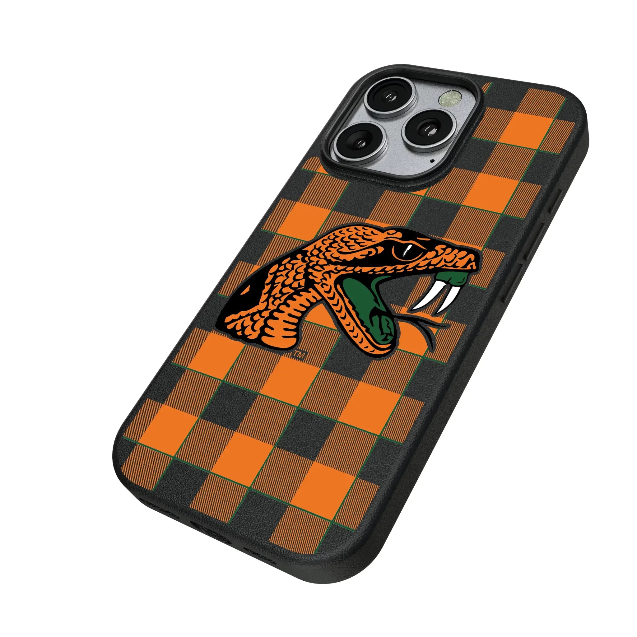 Florida A&M University Rattlers Plaid MagSafe Compatible Phone Case for Apple iPhone