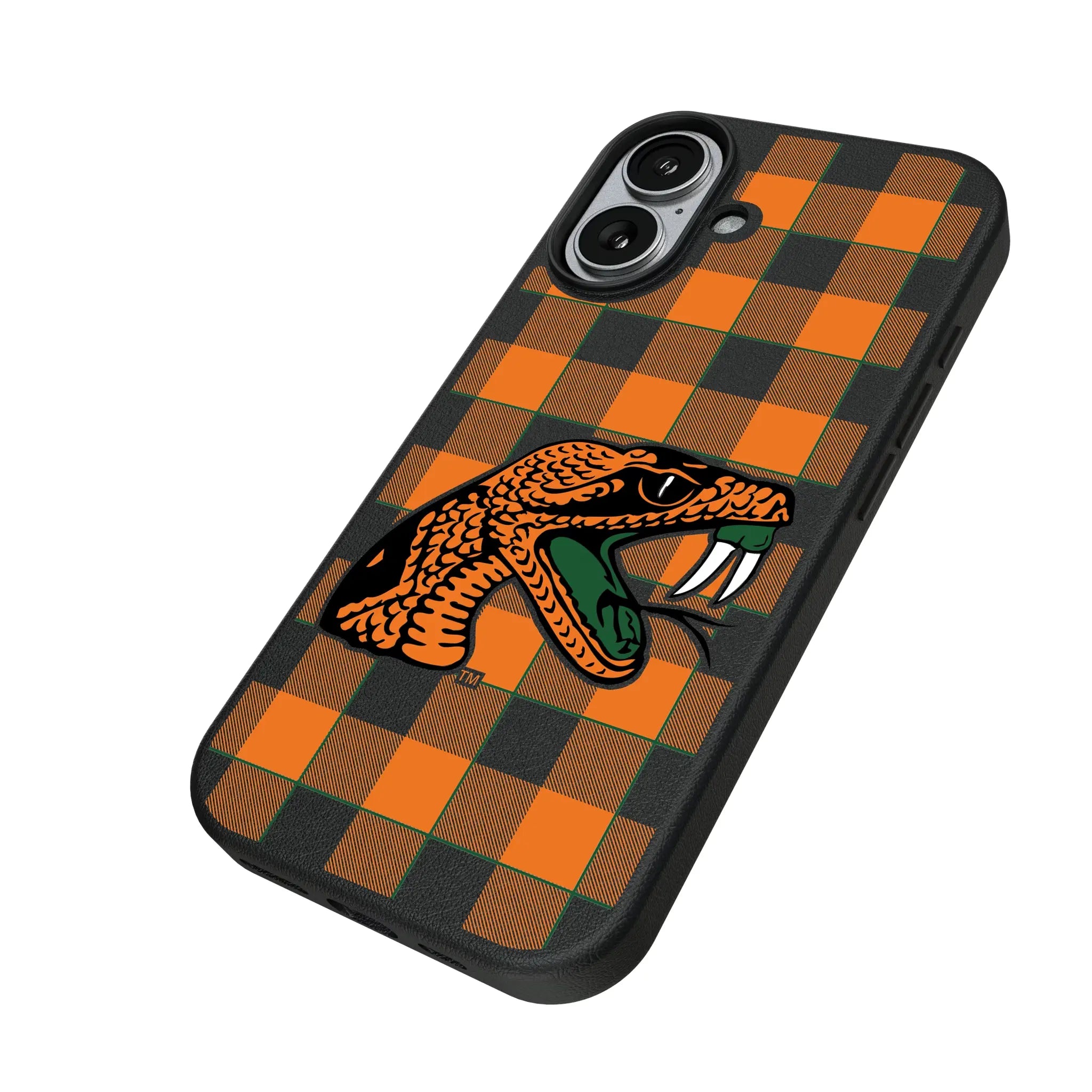 Florida A&M University Rattlers Plaid MagSafe Compatible Phone Case for Apple iPhone
