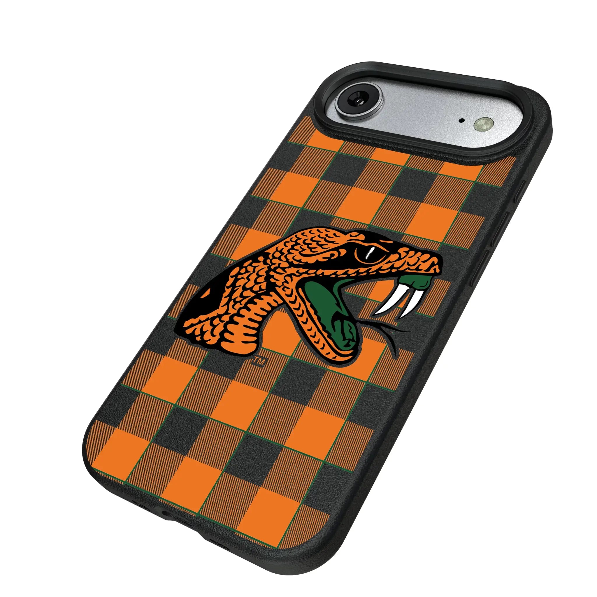 Florida A&M University Rattlers Plaid MagSafe Compatible Phone Case for Apple iPhone