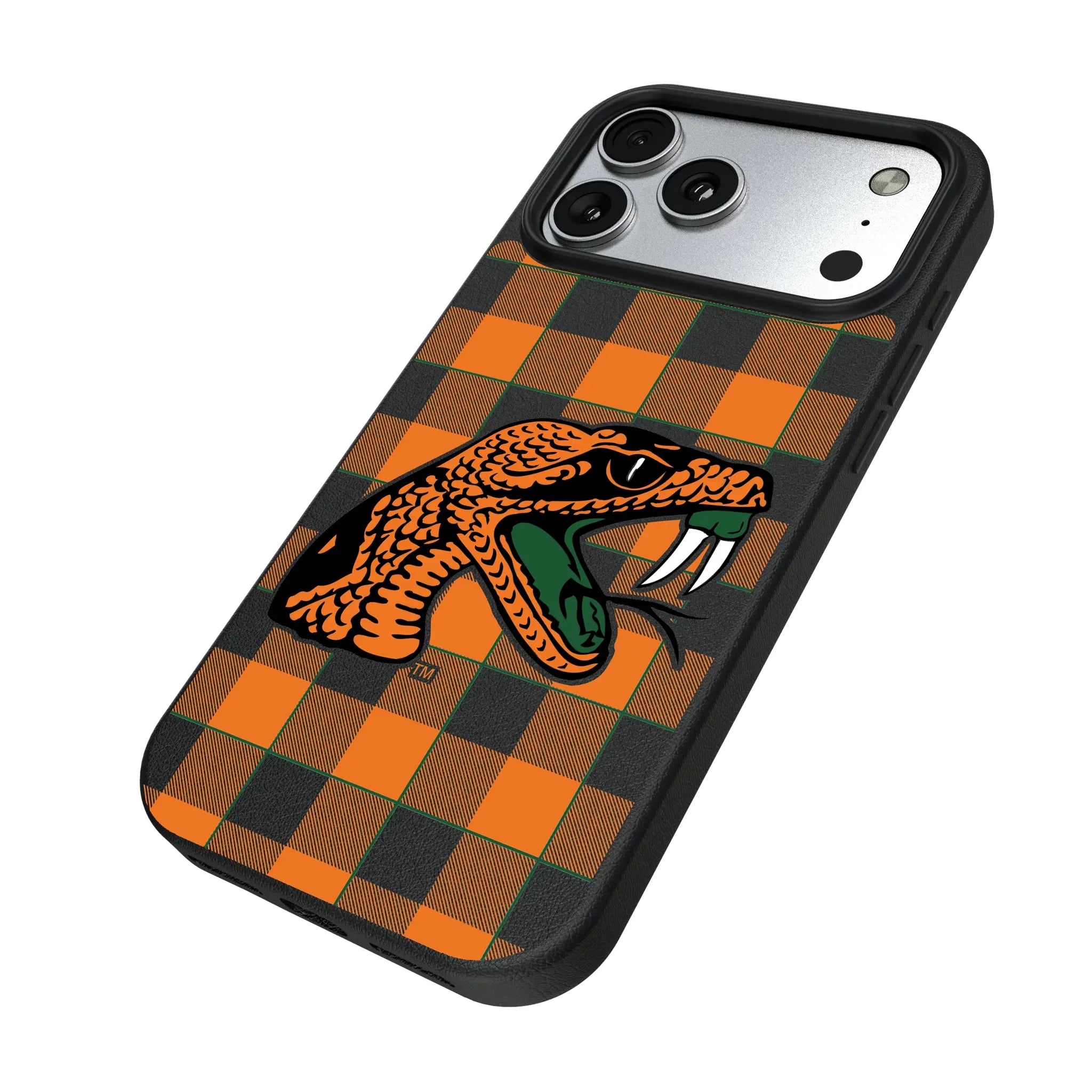 Florida A&M University Rattlers Plaid MagSafe Compatible Phone Case for Apple iPhone