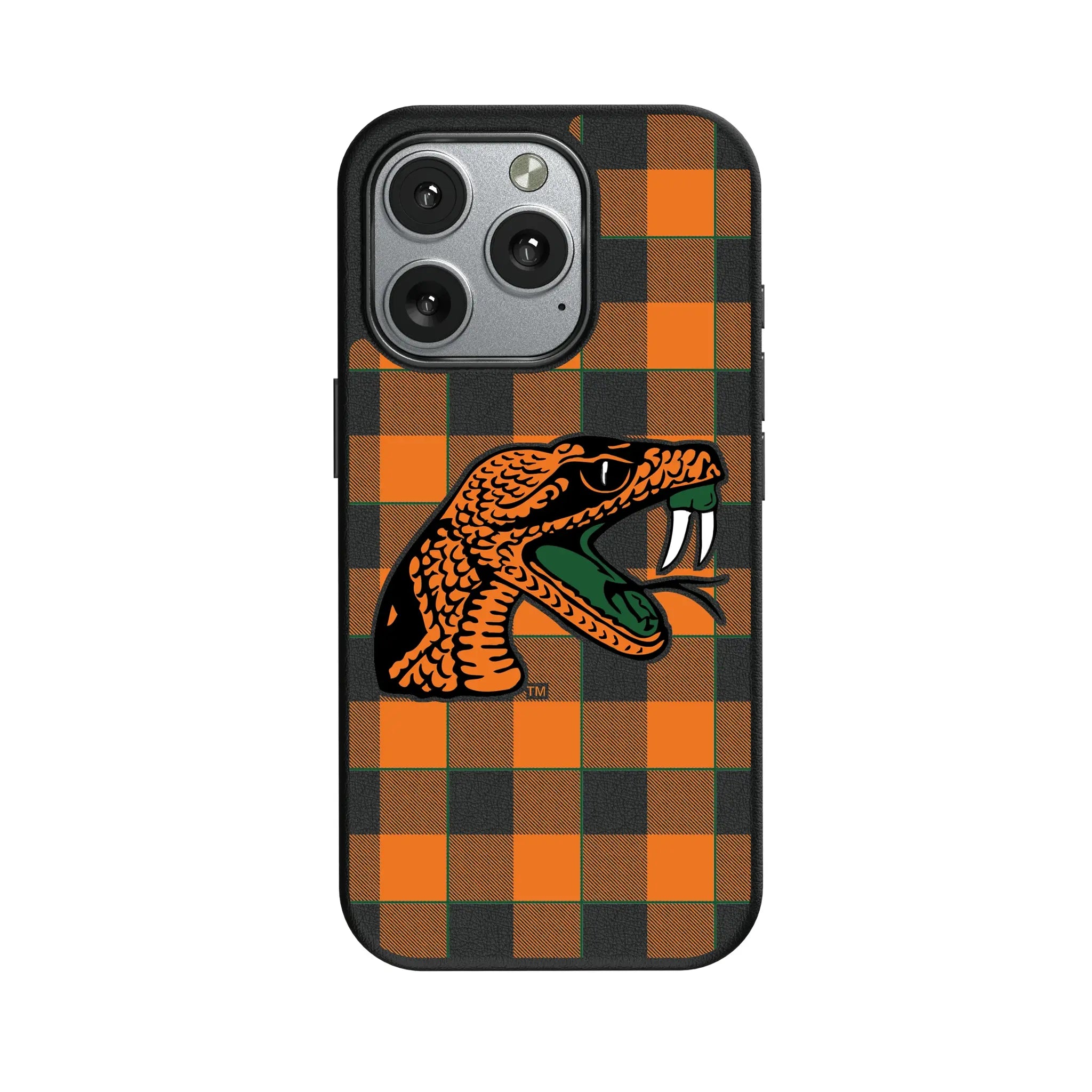 Florida A&M University Rattlers Plaid MagSafe Compatible Phone Case for Apple iPhone