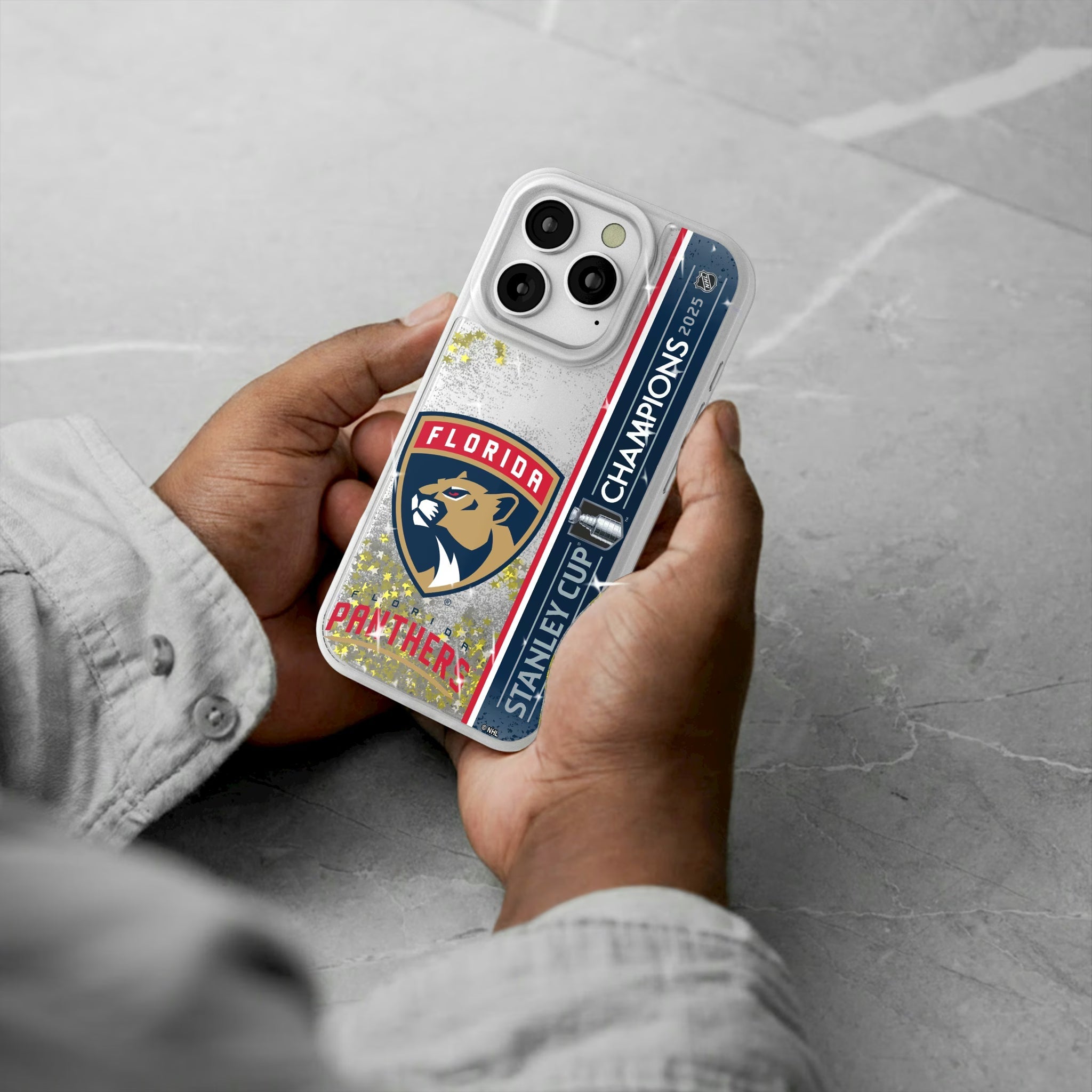 Florida Panthers 2025 Stanley Cup Glitter Phone Case for Apple iPhone