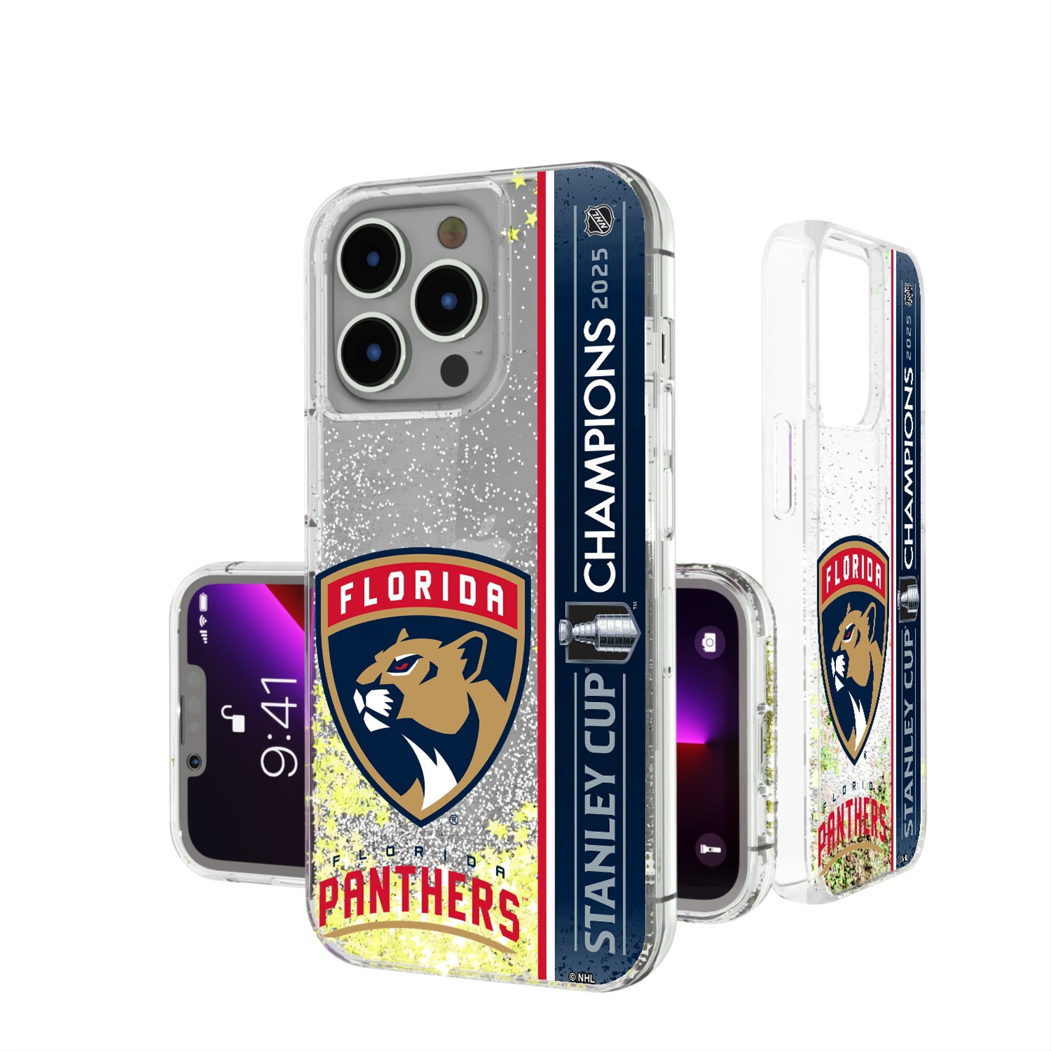Florida Panthers 2025 Stanley Cup Glitter Phone Case for Apple iPhone