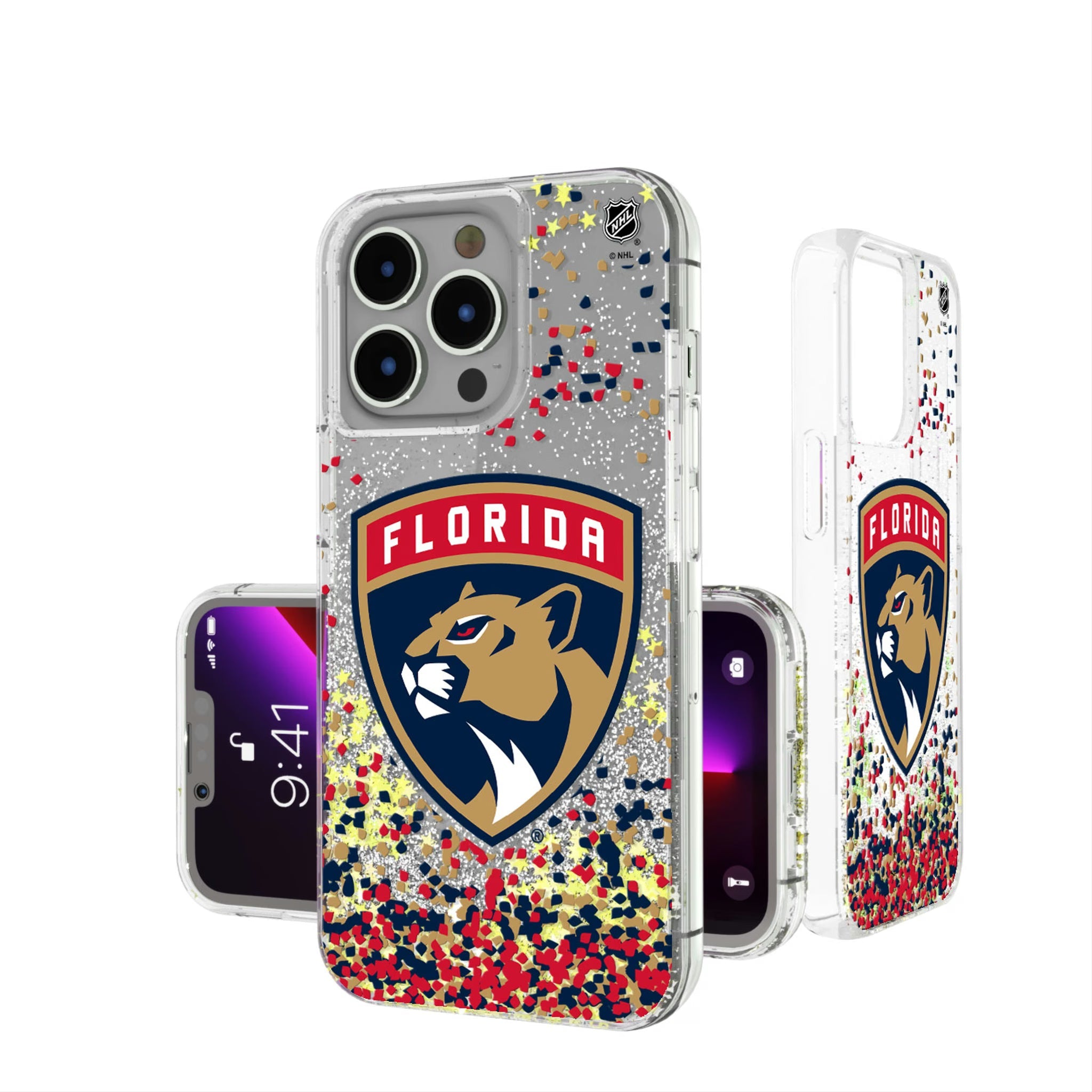 Florida Panthers Confetti Glitter Phone Case - Sports Gifts, Sports Memorabilia, Sports Collectibles, Fan Shop