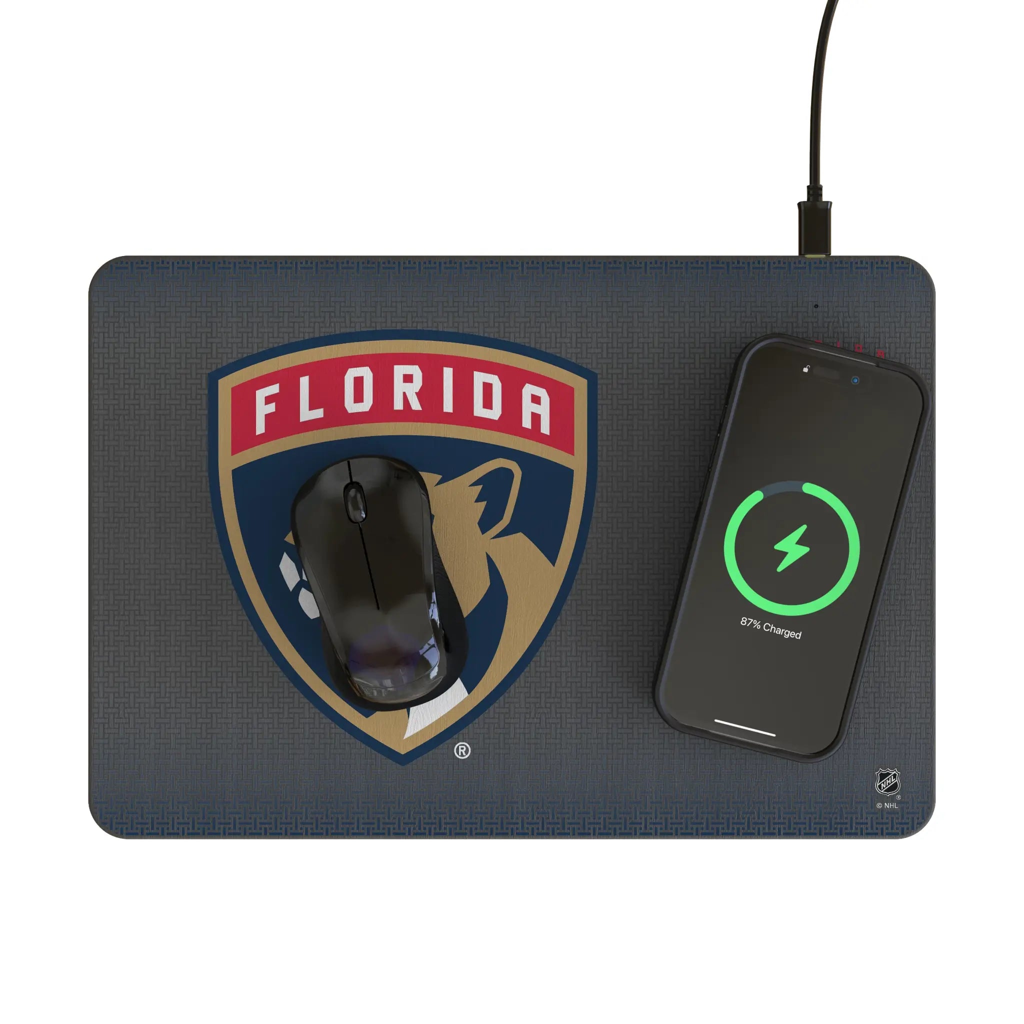 Florida Panthers Linen 15-Watt Wireless Charger and Mouse Pad