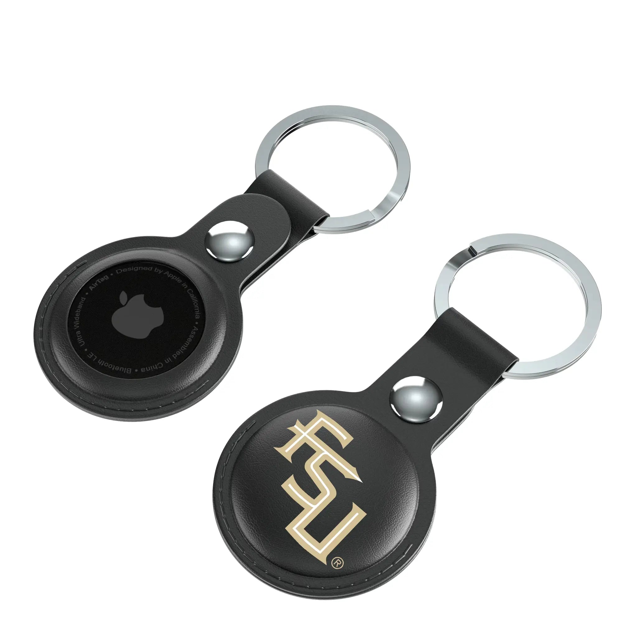 Florida State University Seminoles Athletic Wordmark Insignia Black Airtag Holder 2-Pack