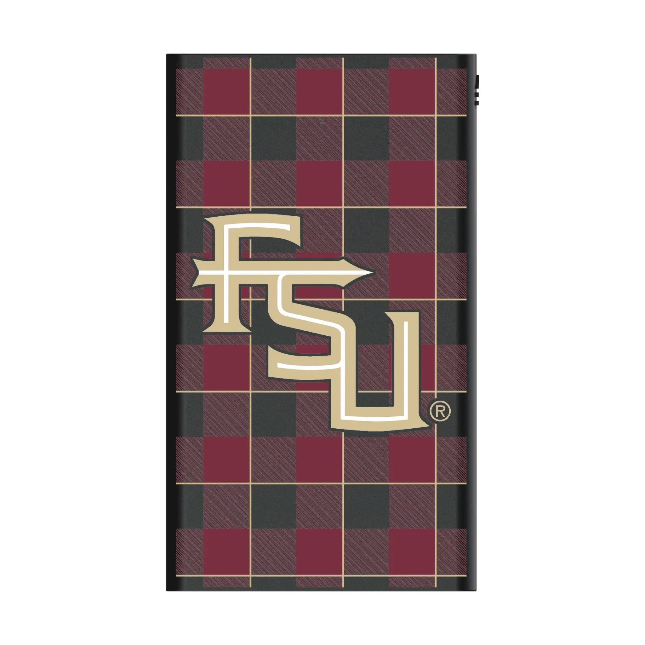 Florida State University Seminoles Athletic Wordmark Plaid 5000mAh Flat Powerbank
