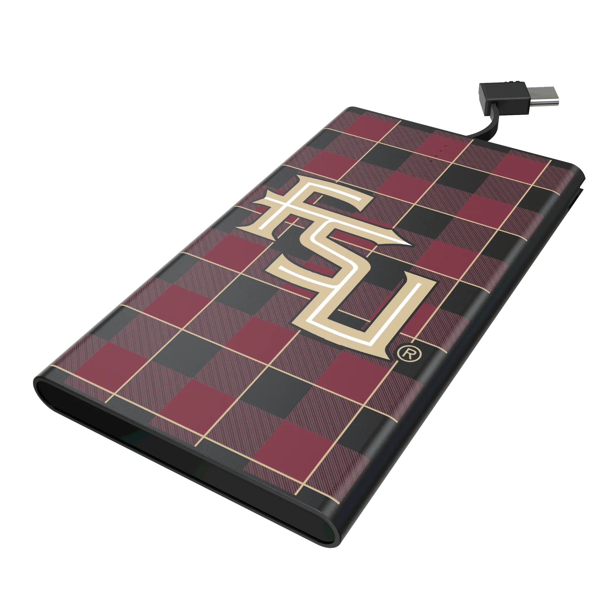 Florida State University Seminoles Athletic Wordmark Plaid 5000mAh Flat Powerbank