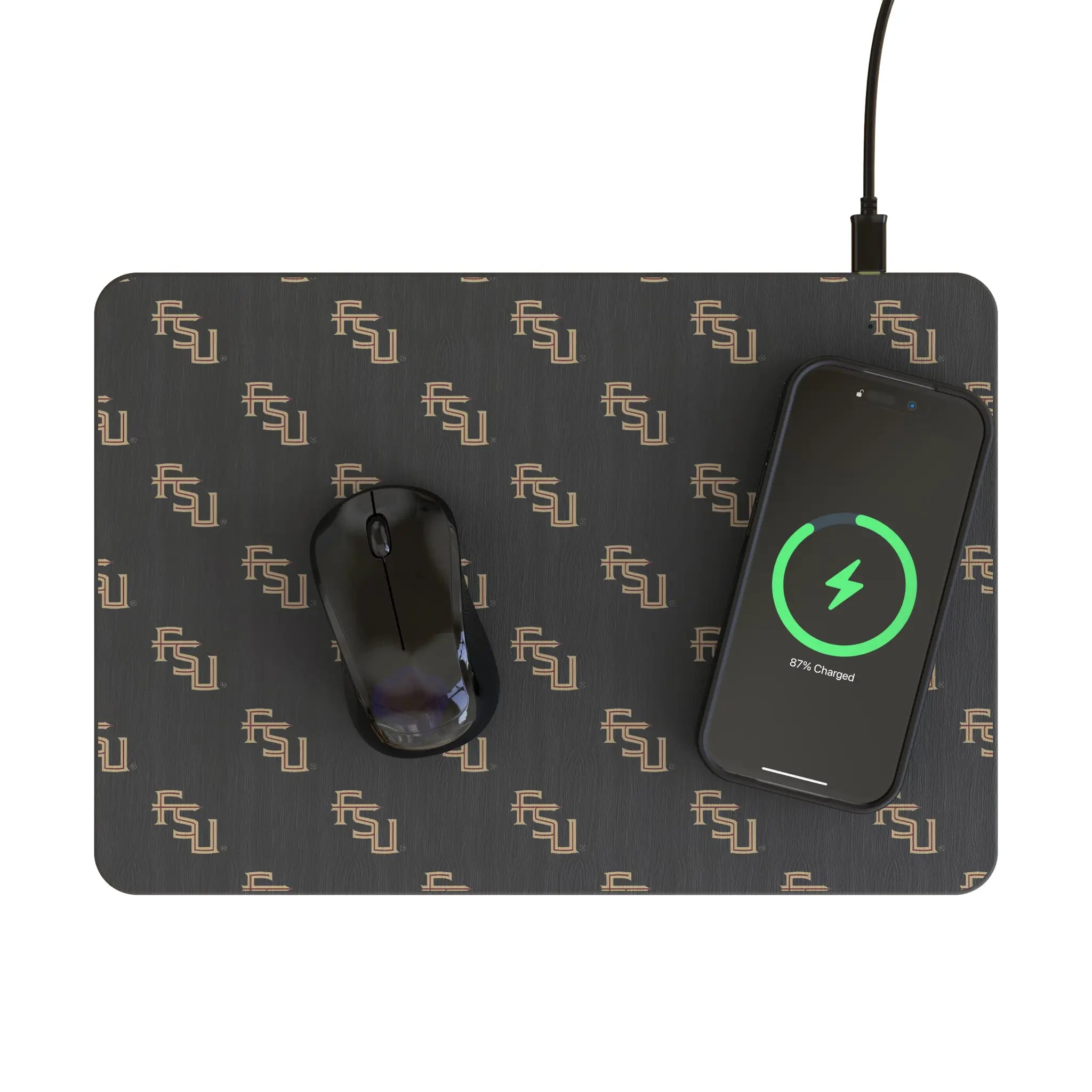 Florida State University Seminoles Fashion Pattern 15-Watt Wireless Charger and Mouse Pad