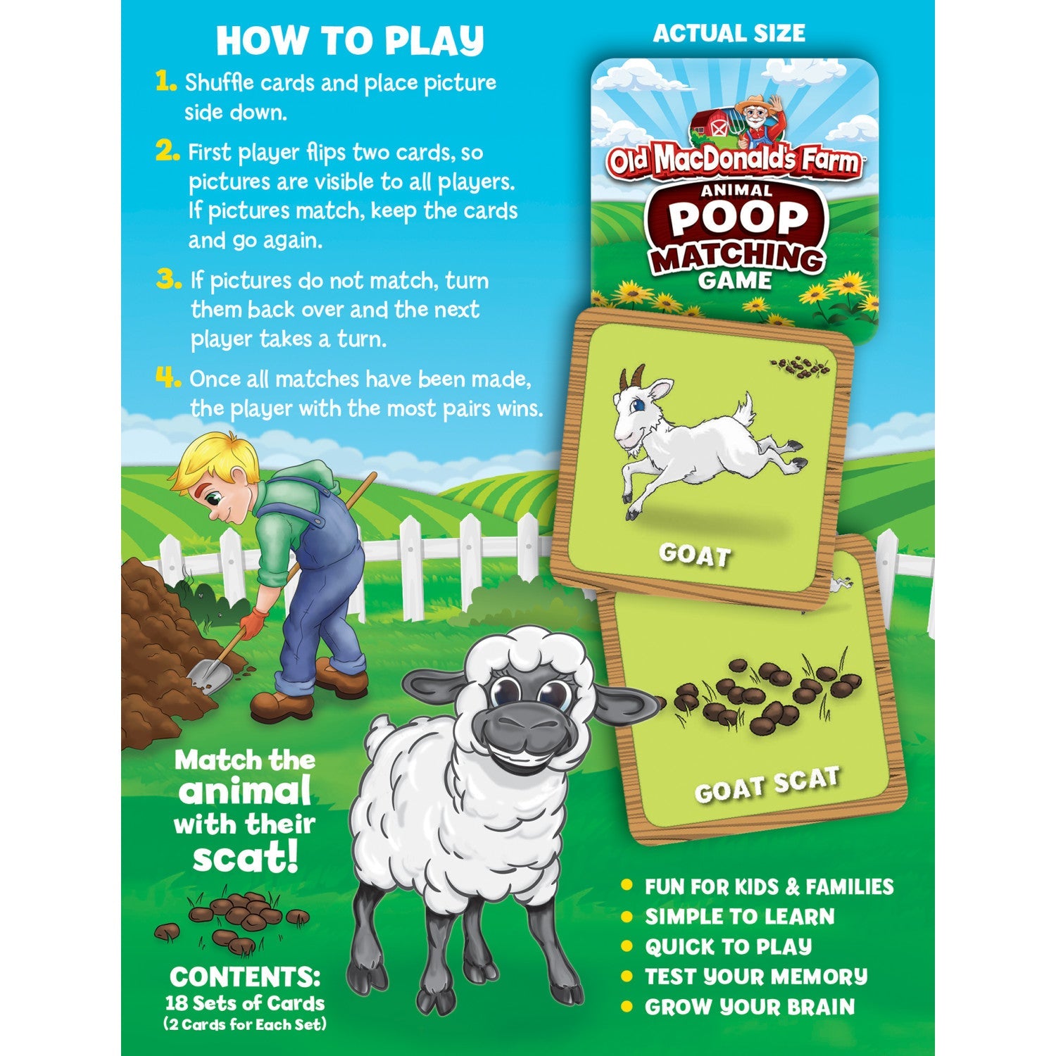 Old MacDonald's Farm - Animal Poop Matching Game - 757 Sports Collectibles