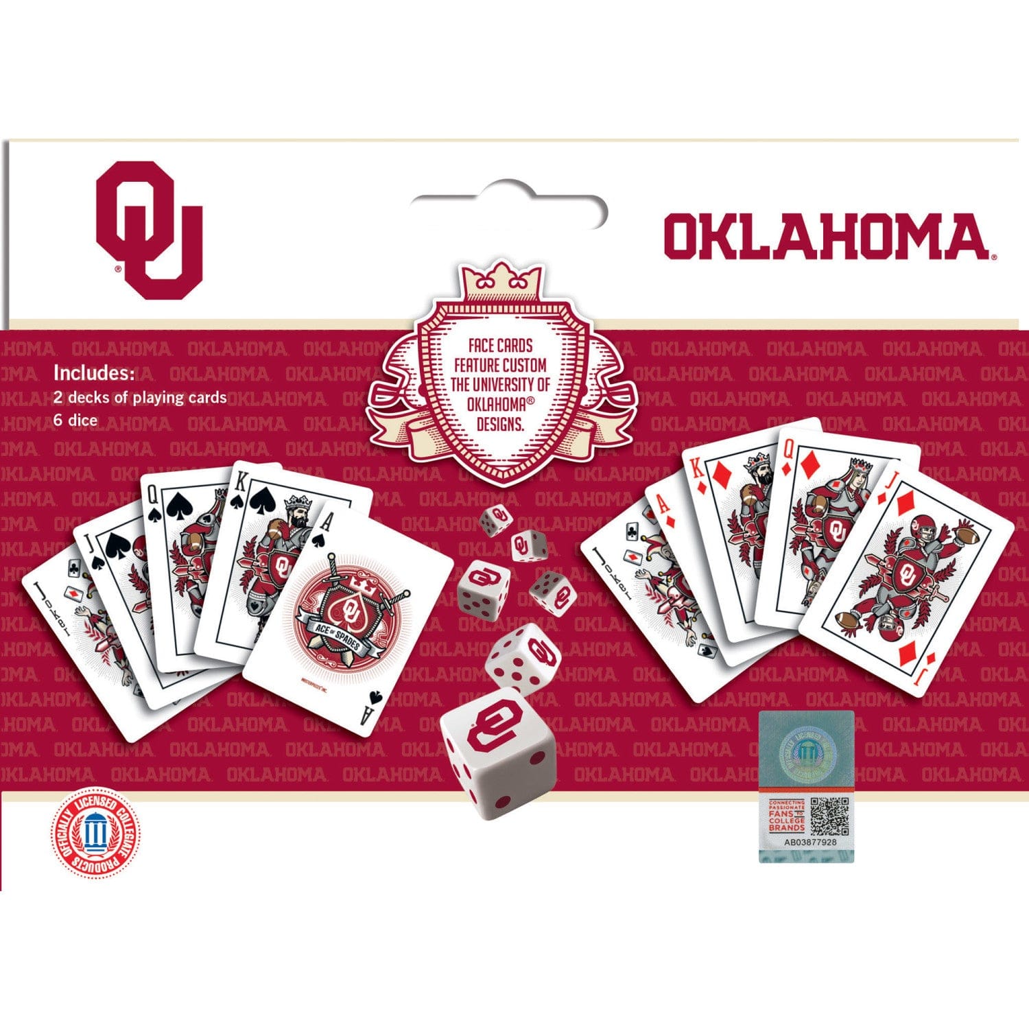 Oklahoma Sooners 2-Pack Playing Cards and Dice Set - Sports Gifts, Sports Memorabilia, Sports Collectibles, Fan Shop