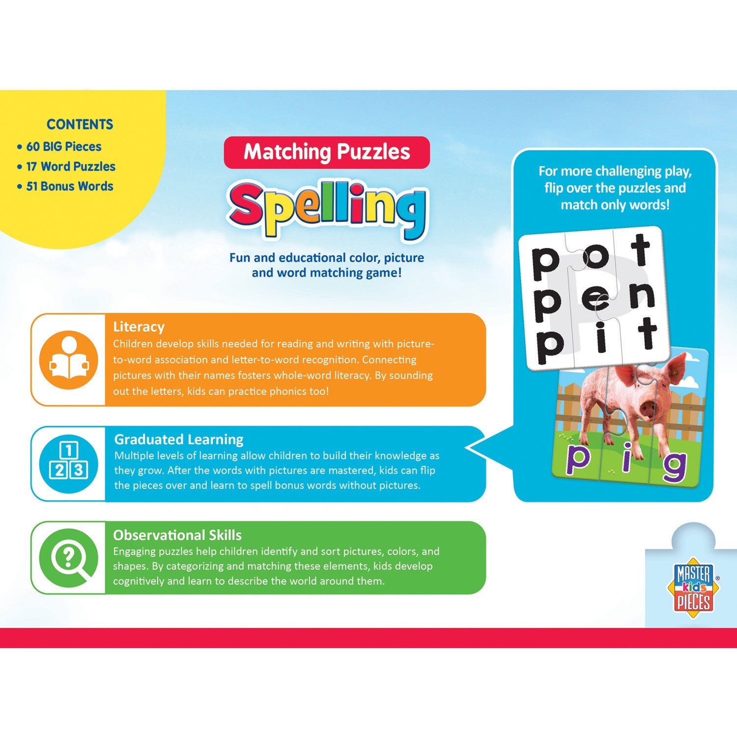 Spelling - Educational Matching Jigsaw Puzzles - 757 Sports Collectibles