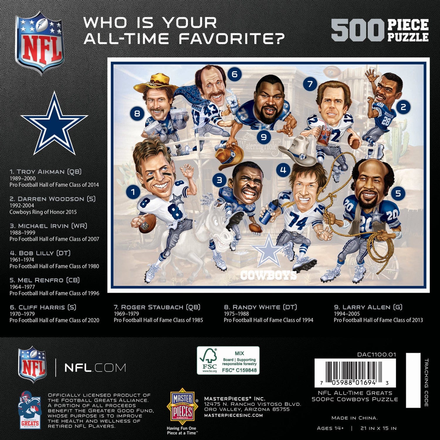 Dallas Cowboys All-Time Greats 500-Piece Jigsaw Puzzle - Sports Gifts, Sports Memorabilia, Sports Collectibles, Fan Shop