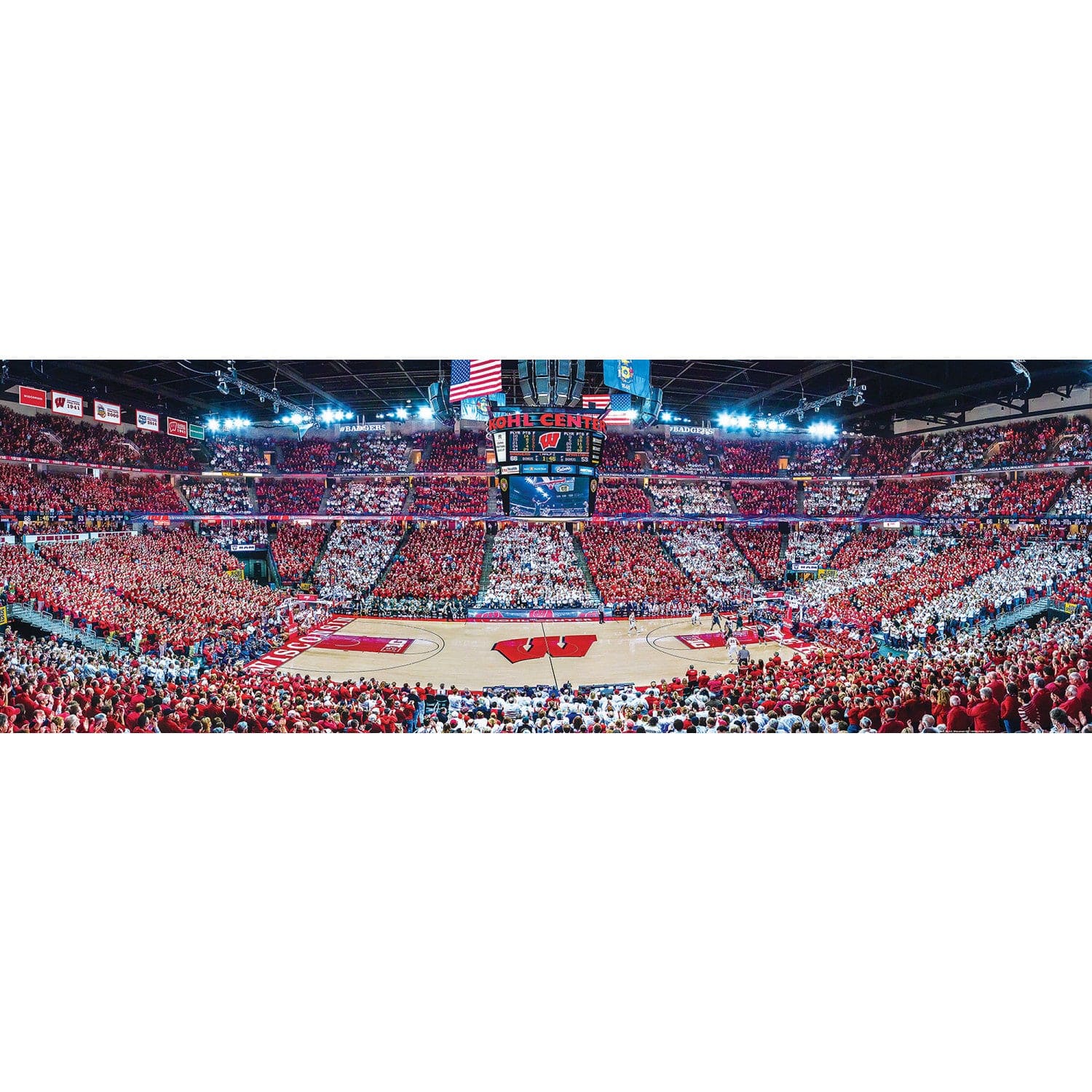 Wisconsin Badgers Basketball 1000 Piece Panoramic Jigsaw Puzzle - Sports Gifts, Sports Memorabilia, Sports Collectibles, Fan Shop