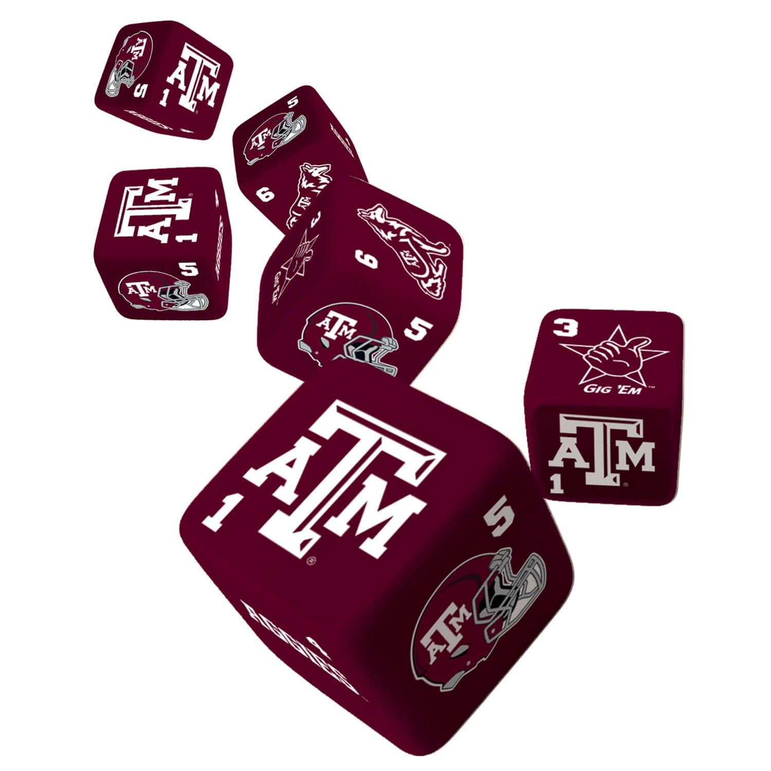 Texas A&M University 19mm Dice Set - Sports Gifts, Sports Memorabilia, Sports Collectibles, Fan Shop