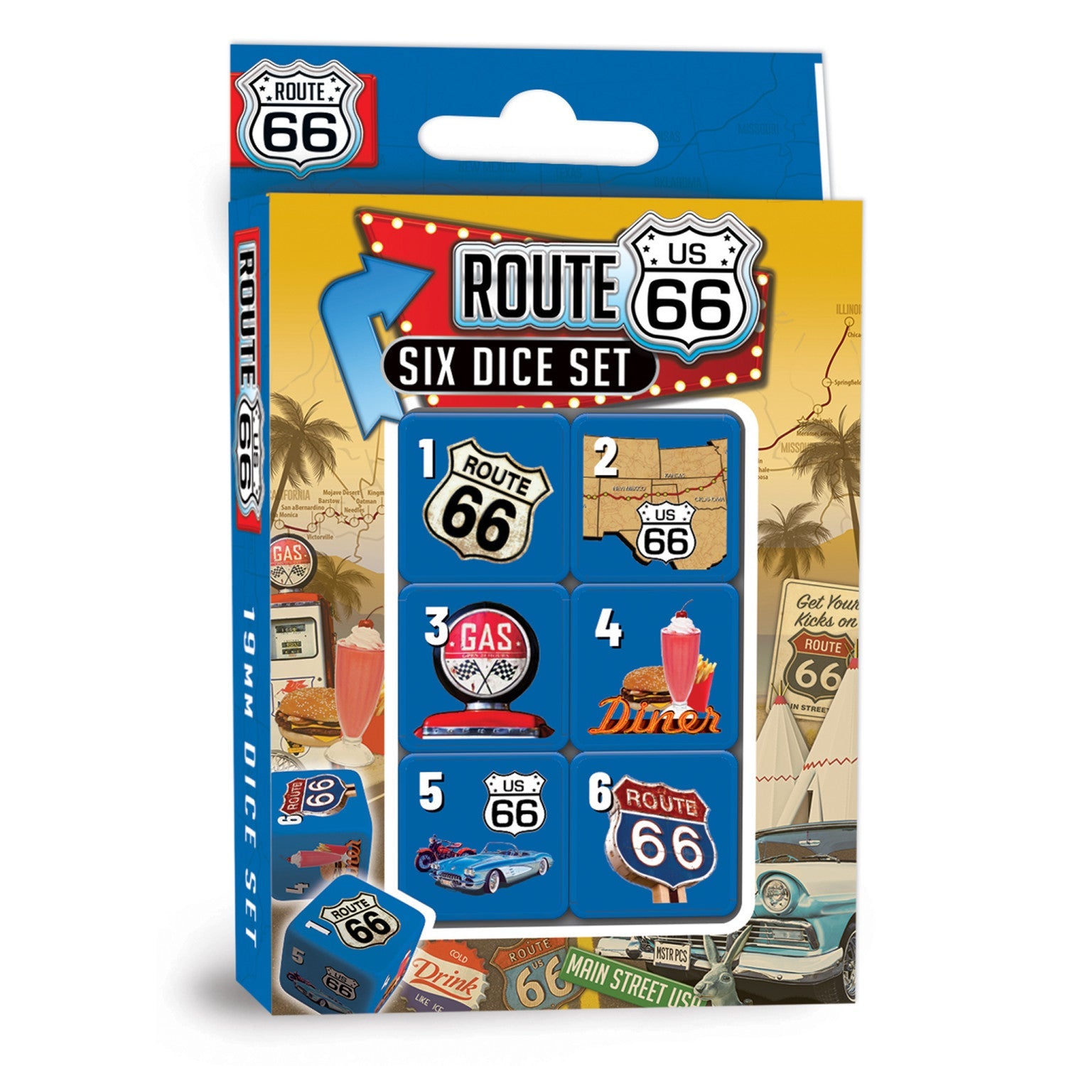 Route 66 - 6 Piece D6 Gaming Dice Set - 757 Sports Collectibles