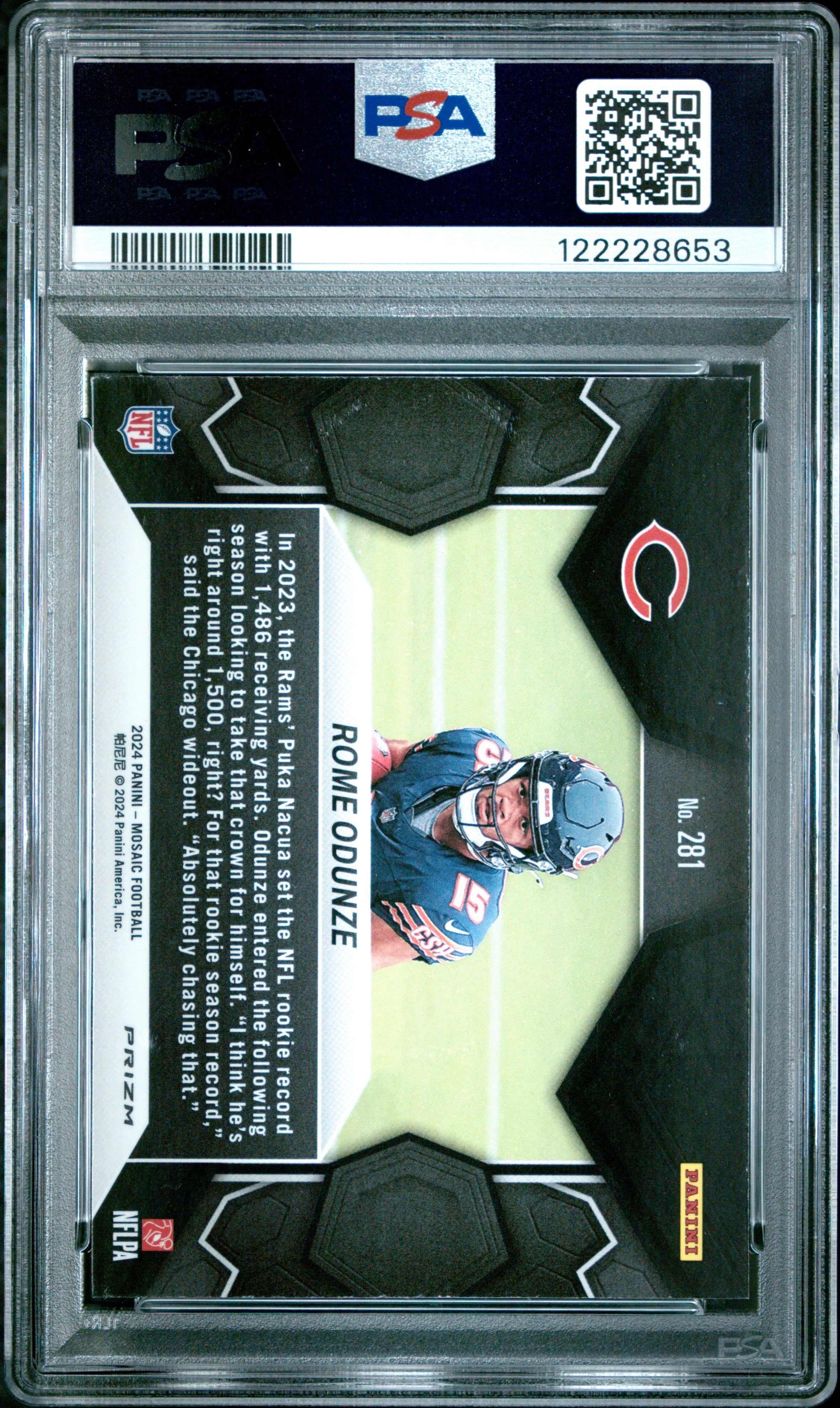 Graded 2024 Panini Mosaic Rome Odunze #281 Green Rookie RC Football Card PSA 8 Near Mint