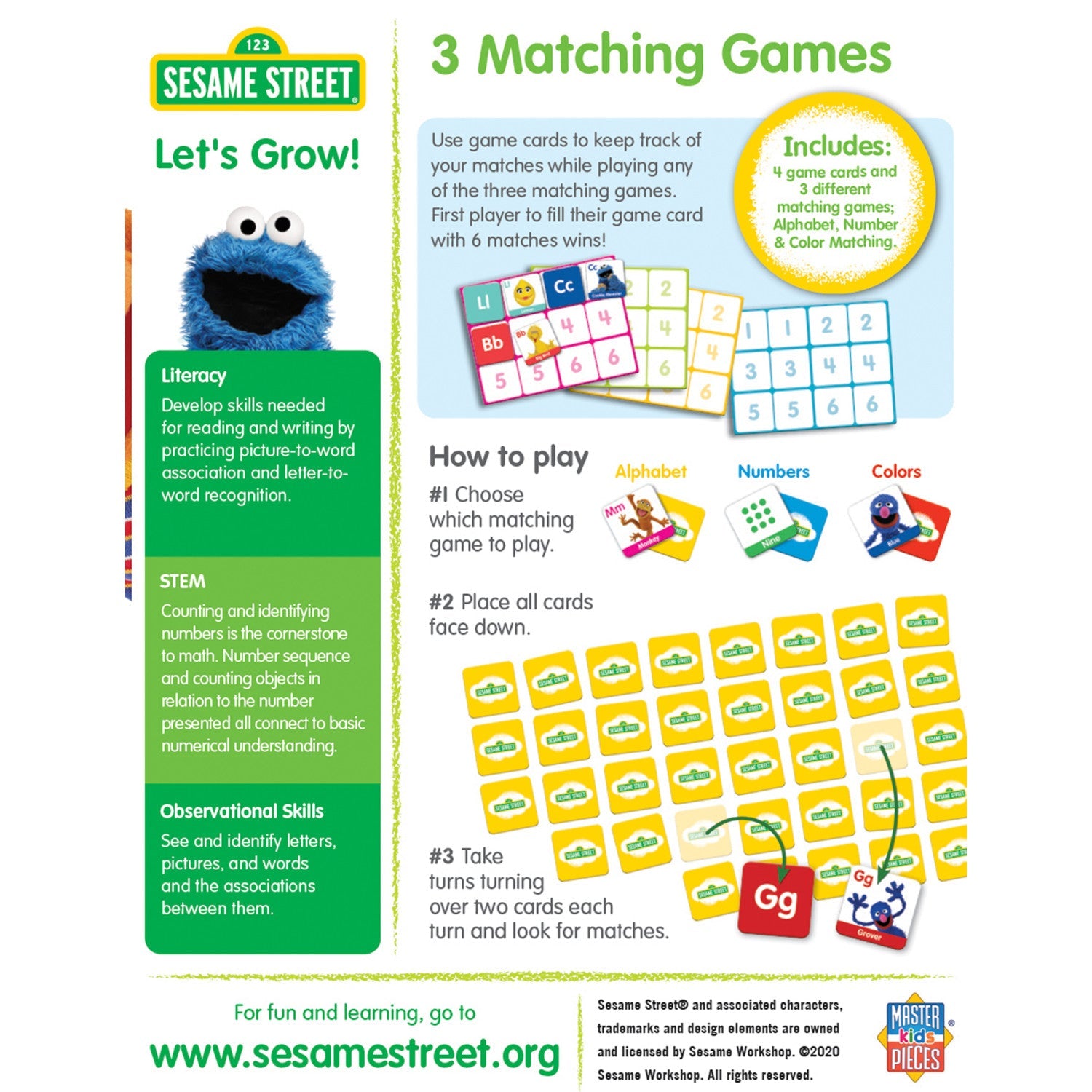 Sesame Street 3-in-1 Matching Game - 757 Sports Collectibles