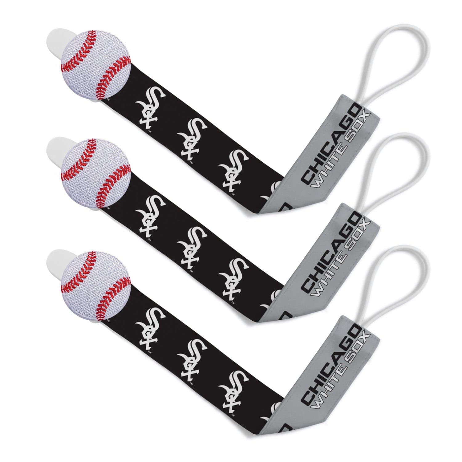 Chicago White Sox Pacifier Clip Set - 3-Pack - Sports Gifts, Sports Memorabilia, Sports Collectibles, Fan Shop