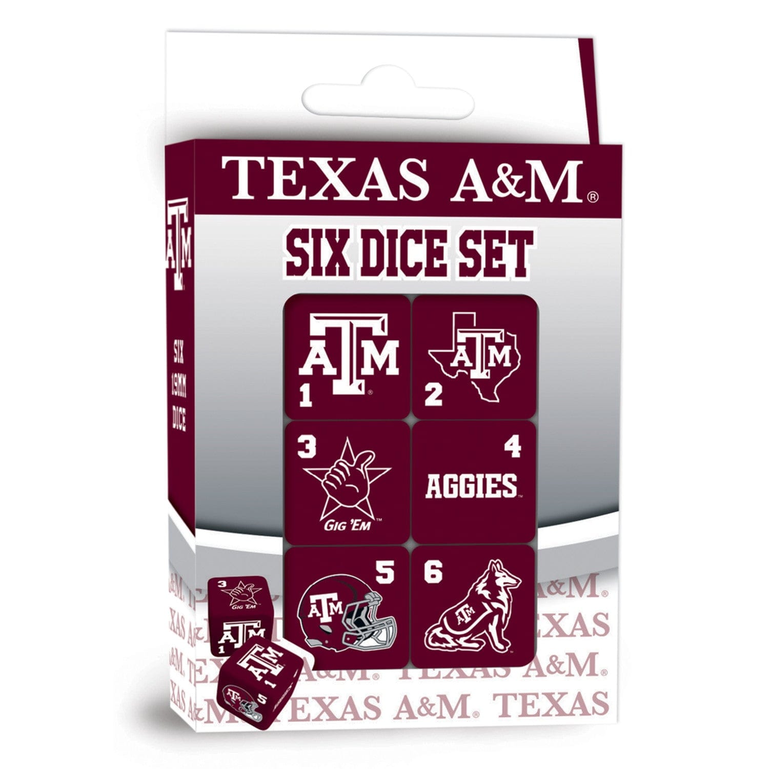 Texas A&M University 19mm Dice Set - Sports Gifts, Sports Memorabilia, Sports Collectibles, Fan Shop