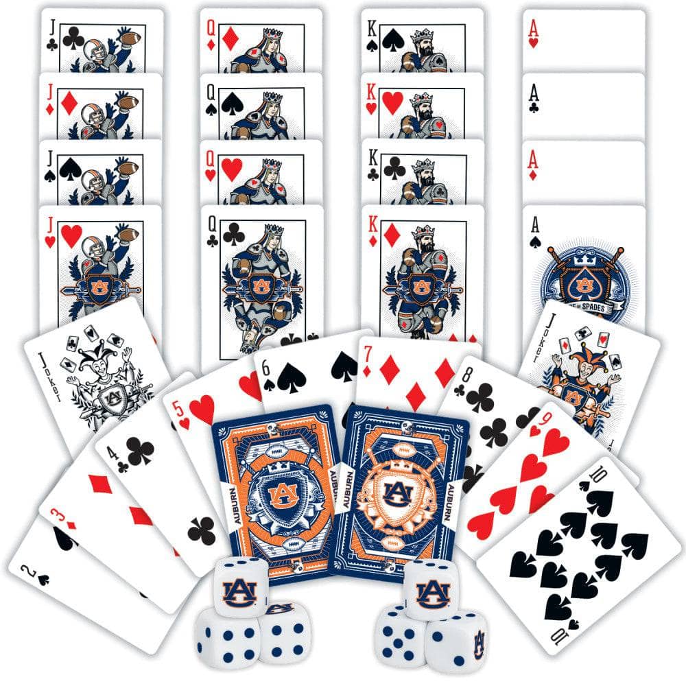Auburn Tigers 2-Pack Playing Cards and Dice Set - Sports Gifts, Sports Memorabilia, Sports Collectibles, Fan Shop
