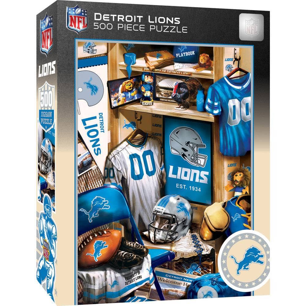 Detroit Lions Locker Room 500 Piece Jigsaw Puzzle - Sports Gifts, Sports Memorabilia, Sports Collectibles, Fan Shop