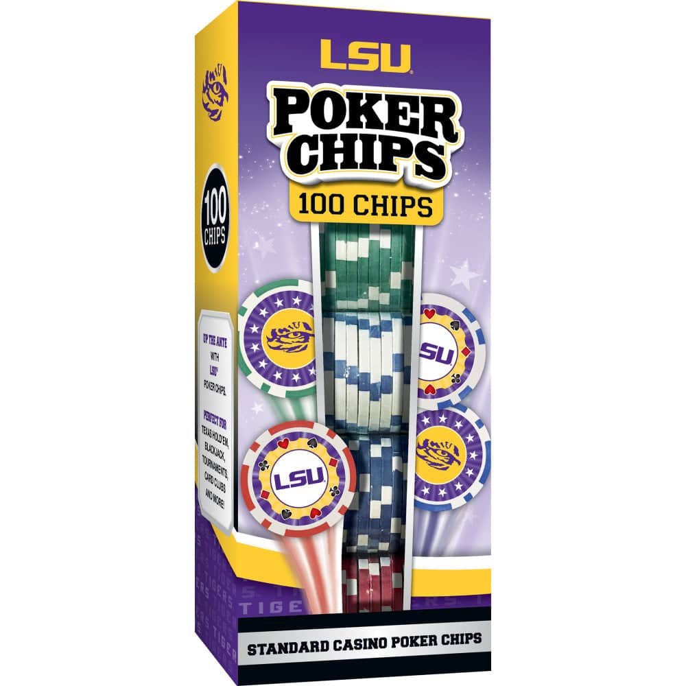 LSU Tigers 100 Piece Poker Chip Set - Sports Gifts, Sports Memorabilia, Sports Collectibles, Fan Shop