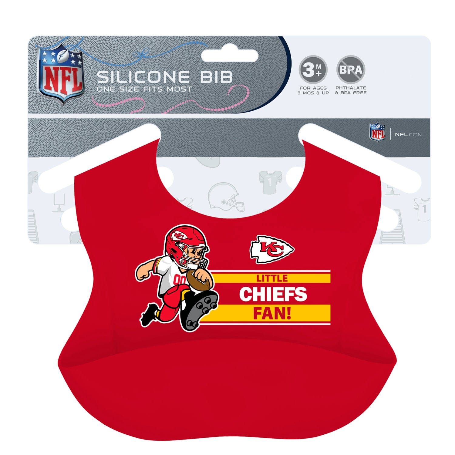 Kansas City Chiefs NFL Silicone Bib for Young Fans - Sports Gifts, Sports Memorabilia, Sports Collectibles, Fan Shop