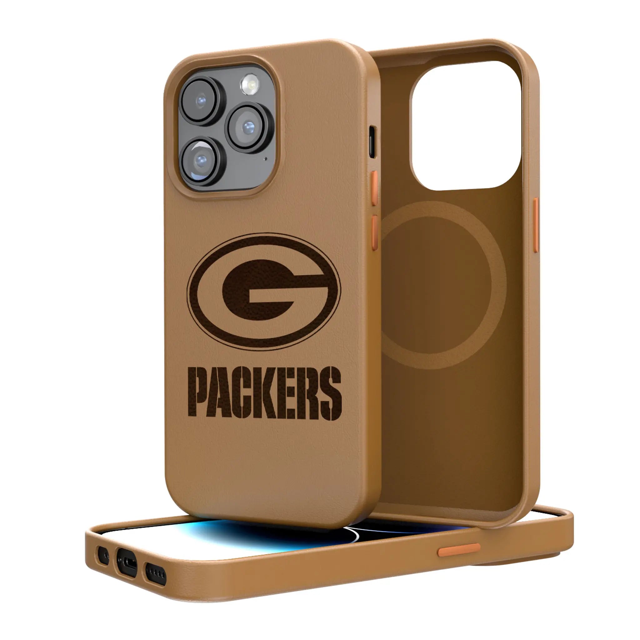 Green Bay Packers Woodburned Brown Magnetic Case