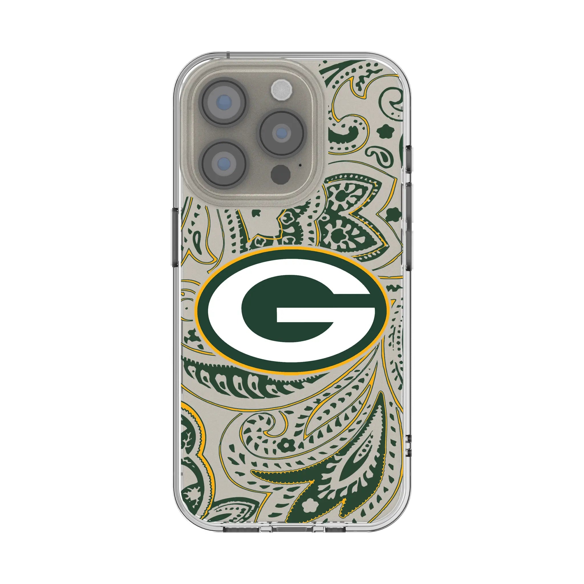 Green Bay Packers Paisley Clear Phone Case for Apple iPhone
