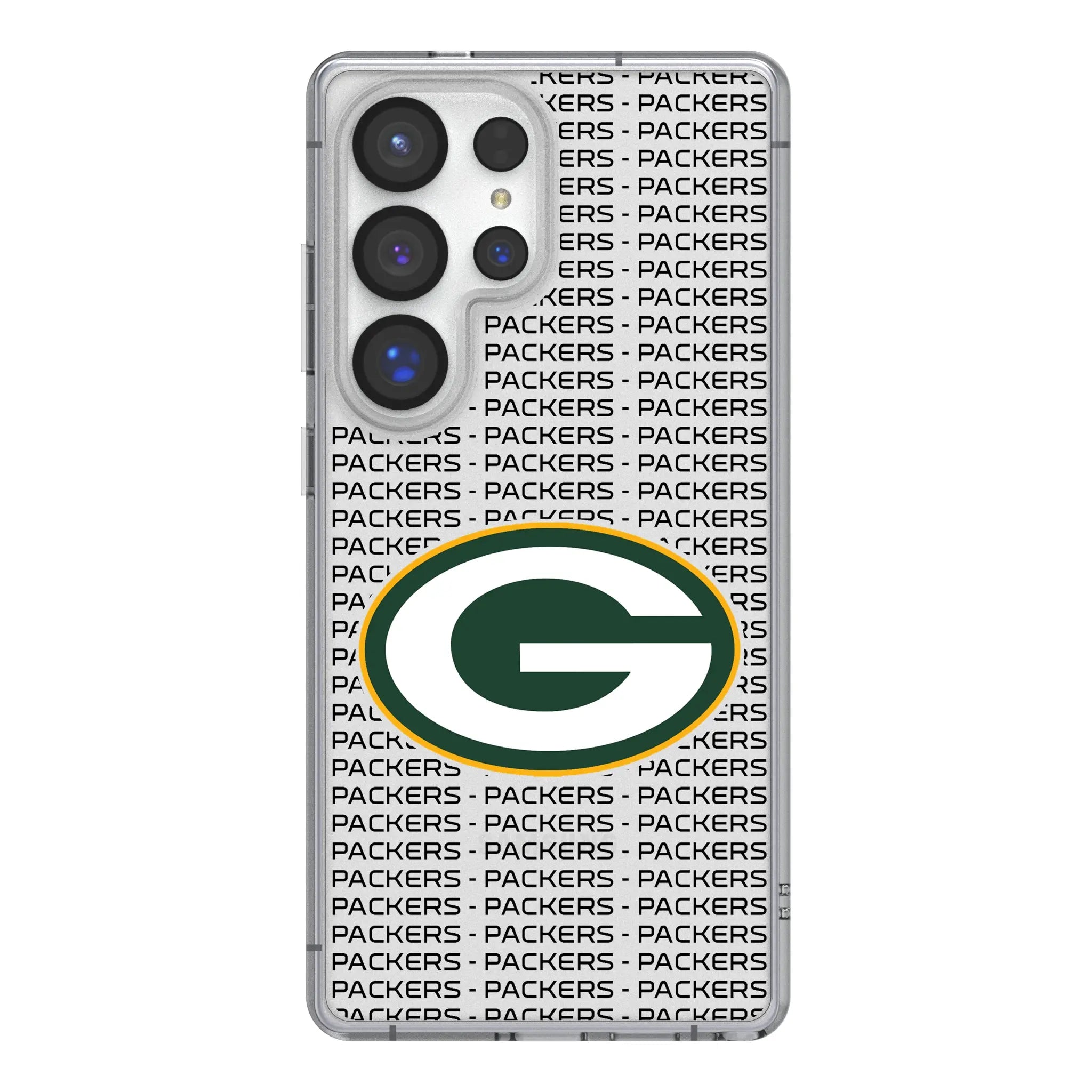 Green Bay Packers Text Backdrop Clear Phone Case for Samsung Galaxy