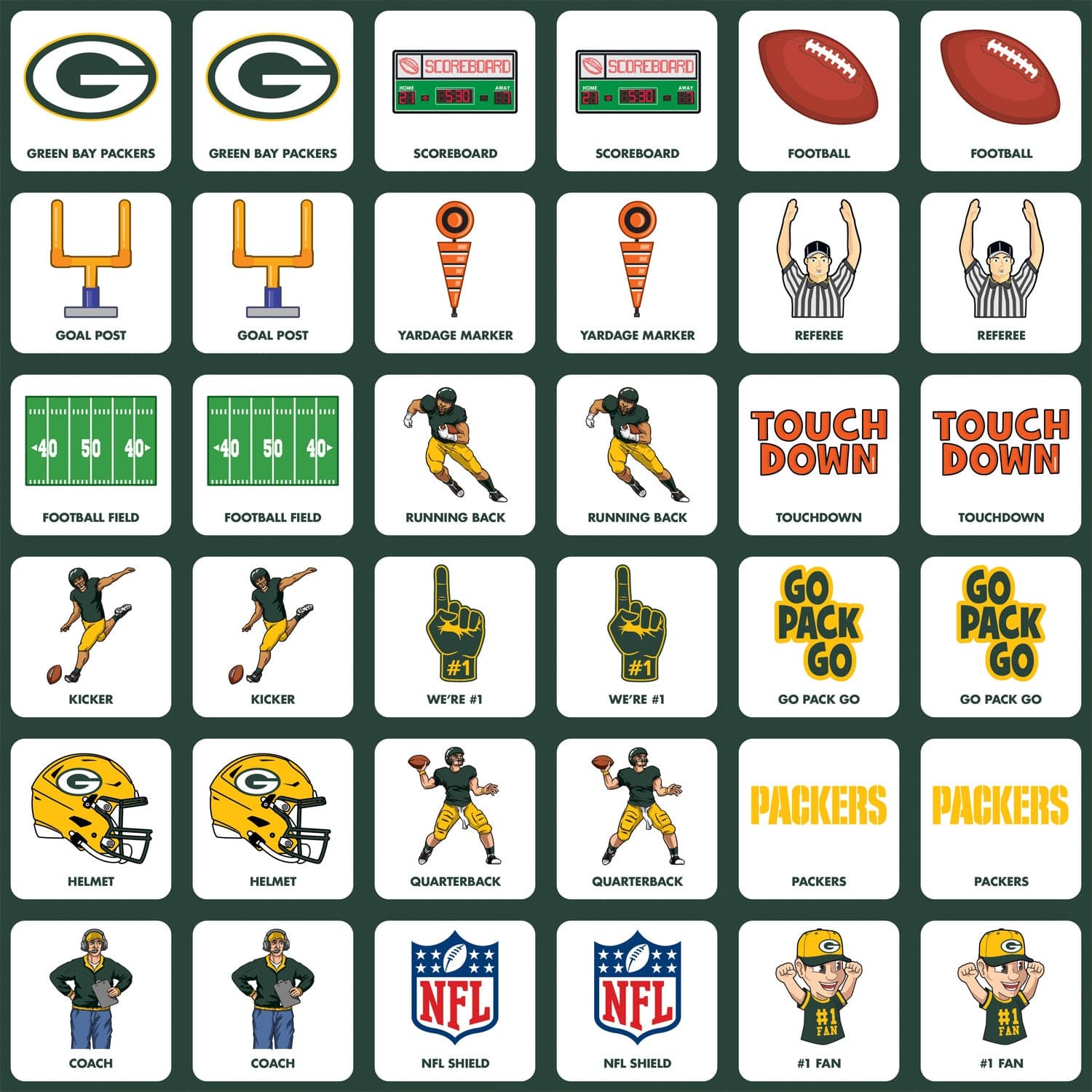 Green Bay Packers Memory Matching Game - Sports Gifts, Sports Memorabilia, Sports Collectibles, Fan Shop