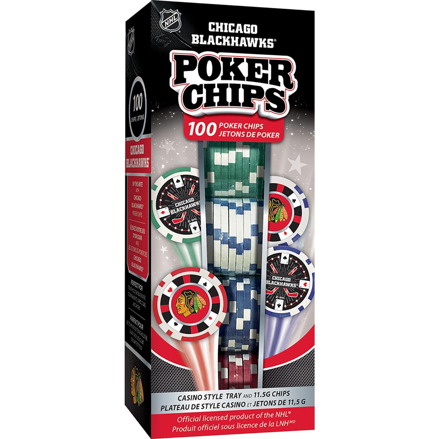 Chicago Blackhawks 100 Piece Poker Chip Set - Sports Gifts, Sports Memorabilia, Sports Collectibles, Fan Shop