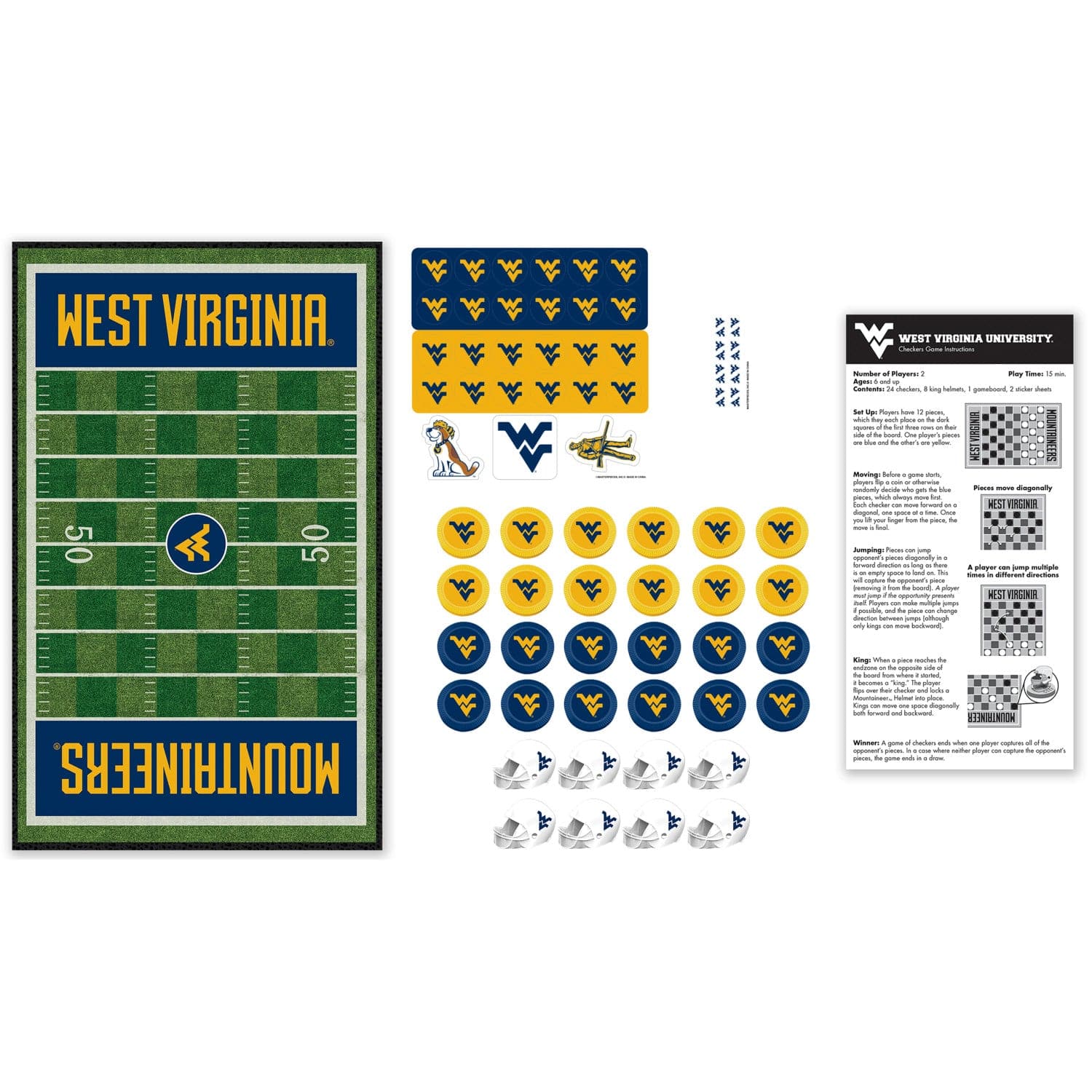 West Virginia Mountaineers Checkers Game - Sports Gifts, Sports Memorabilia, Sports Collectibles, Fan Shop