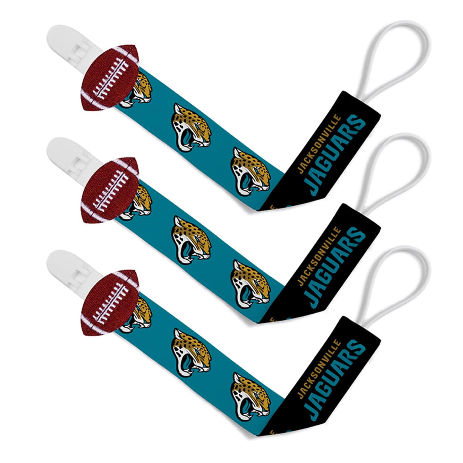 Jacksonville Jaguars Pacifier Clip Set - 3-Pack - Sports Gifts, Sports Memorabilia, Sports Collectibles, Fan Shop