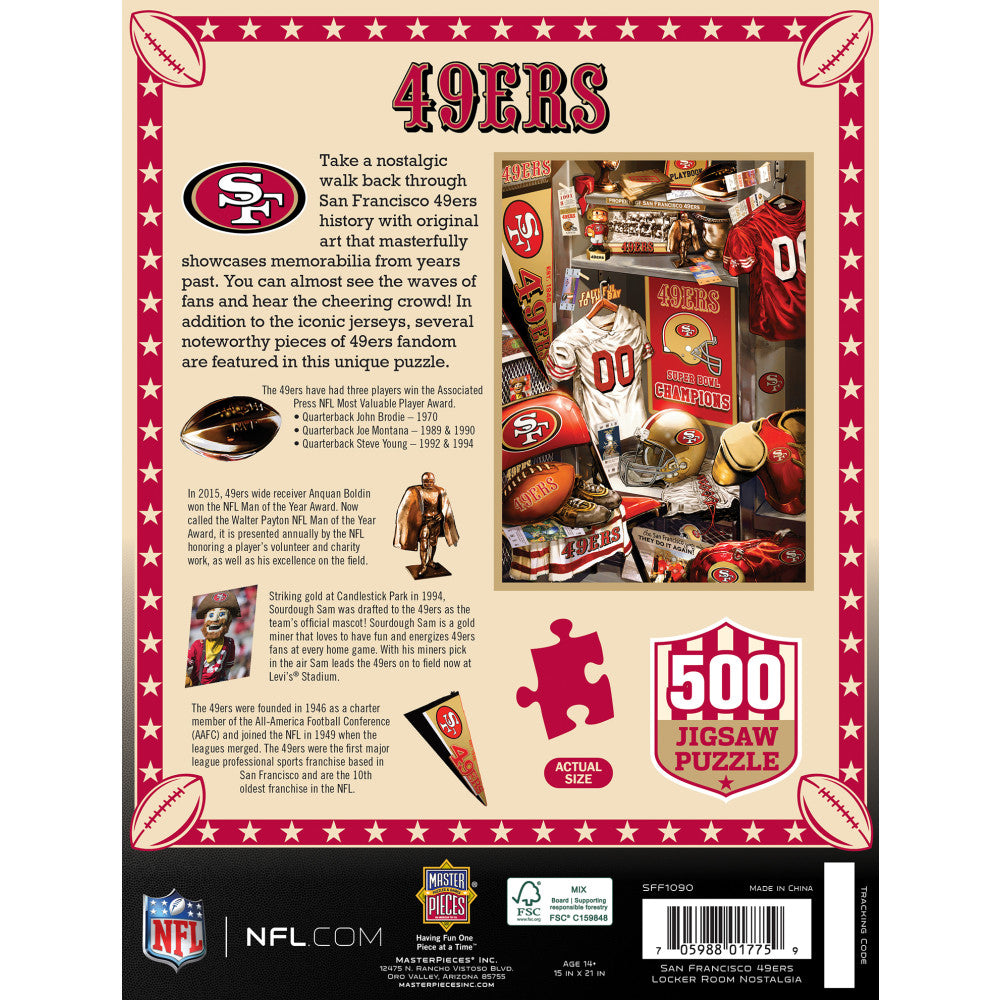 San Francisco 49ers Locker Room 500-Piece Jigsaw Puzzle - Sports Gifts, Sports Memorabilia, Sports Collectibles, Fan Shop