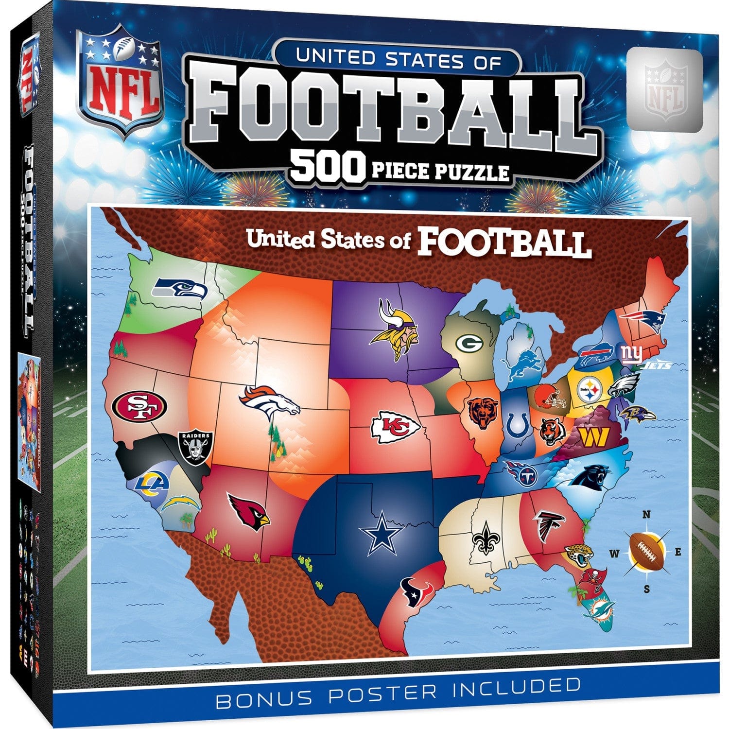 NFL 500-Piece Jigsaw Puzzle - League Map - Sports Gifts, Sports Memorabilia, Sports Collectibles, Fan Shop