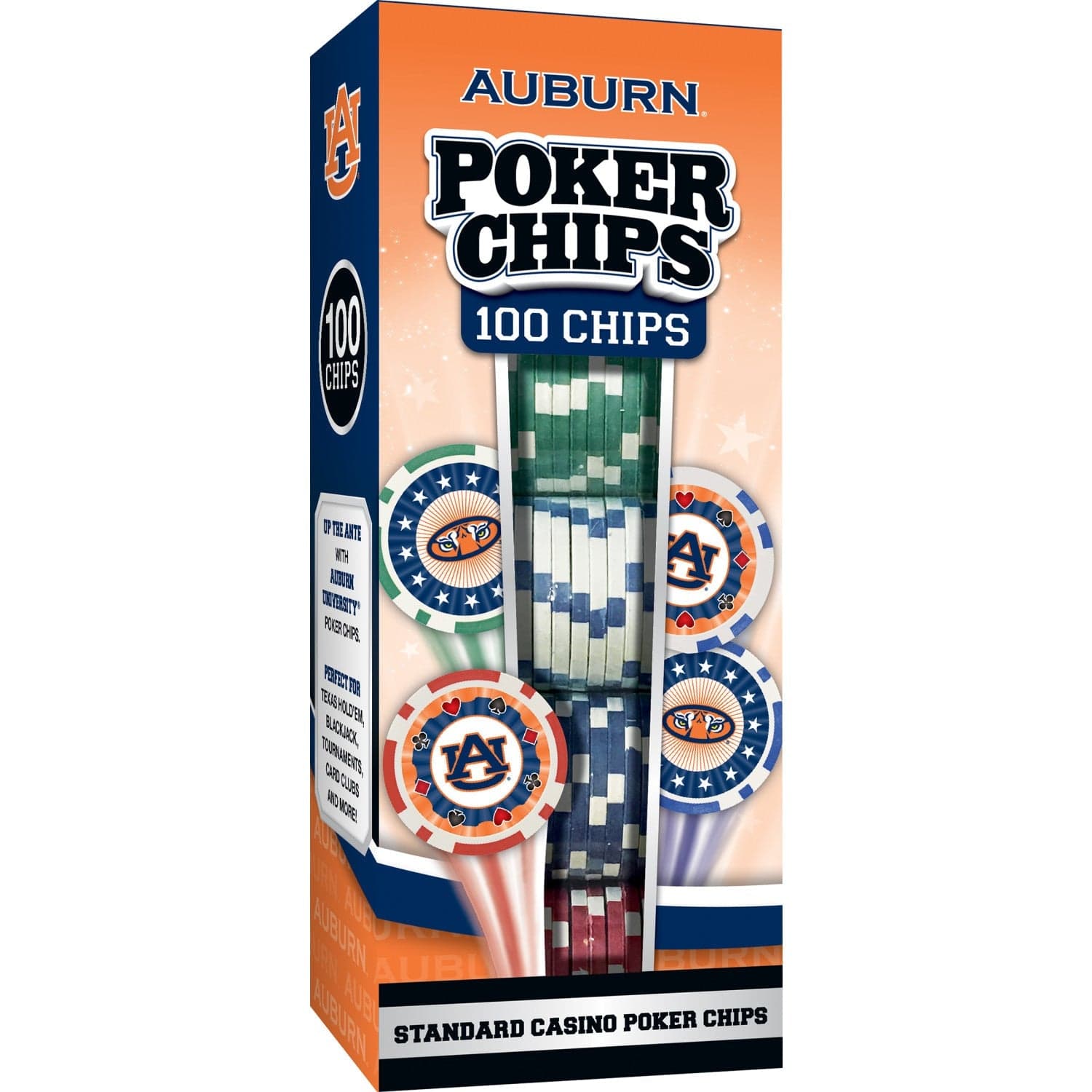 Auburn Tigers 100-Piece Poker Chip Set - Sports Gifts, Sports Memorabilia, Sports Collectibles, Fan Shop