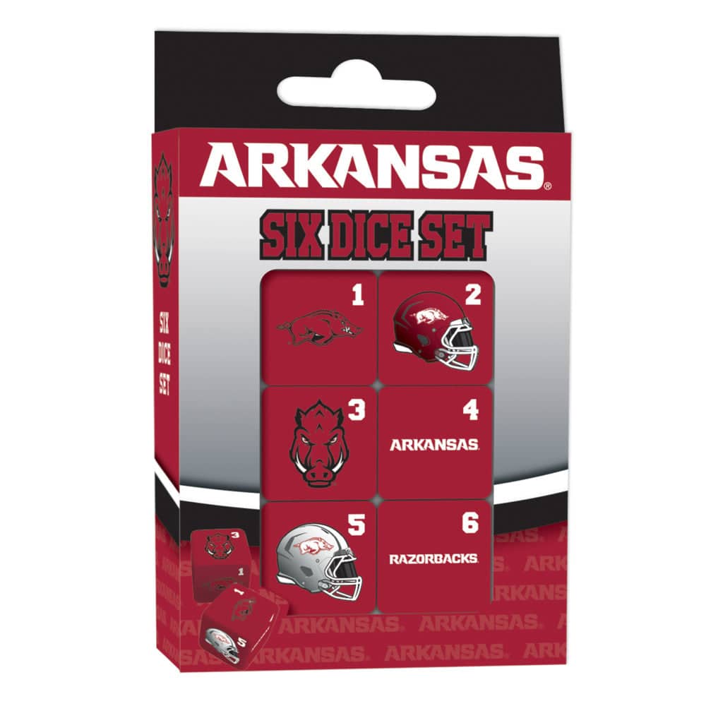 Arkansas Razorbacks Official Dice Set - Sports Gifts, Sports Memorabilia, Sports Collectibles, Fan Shop