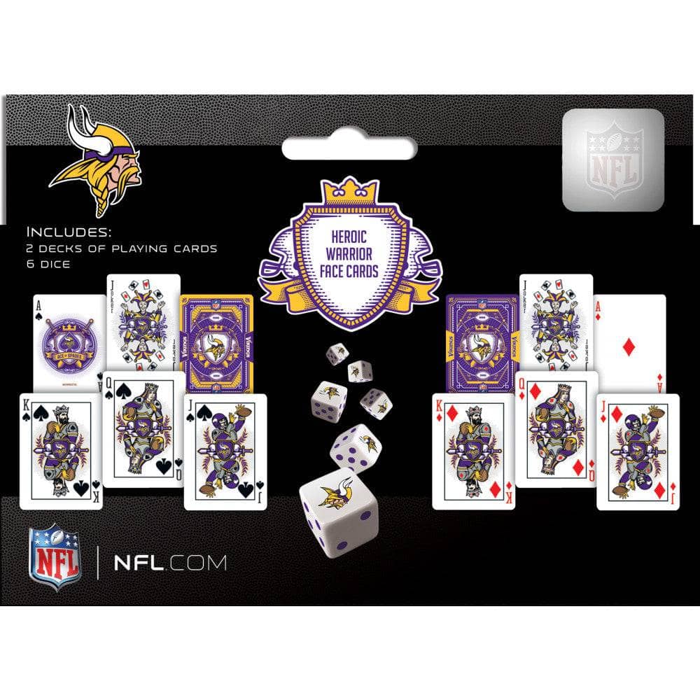 Minnesota Vikings 2-Pack Playing Cards and Dice Set - Sports Gifts, Sports Memorabilia, Sports Collectibles, Fan Shop