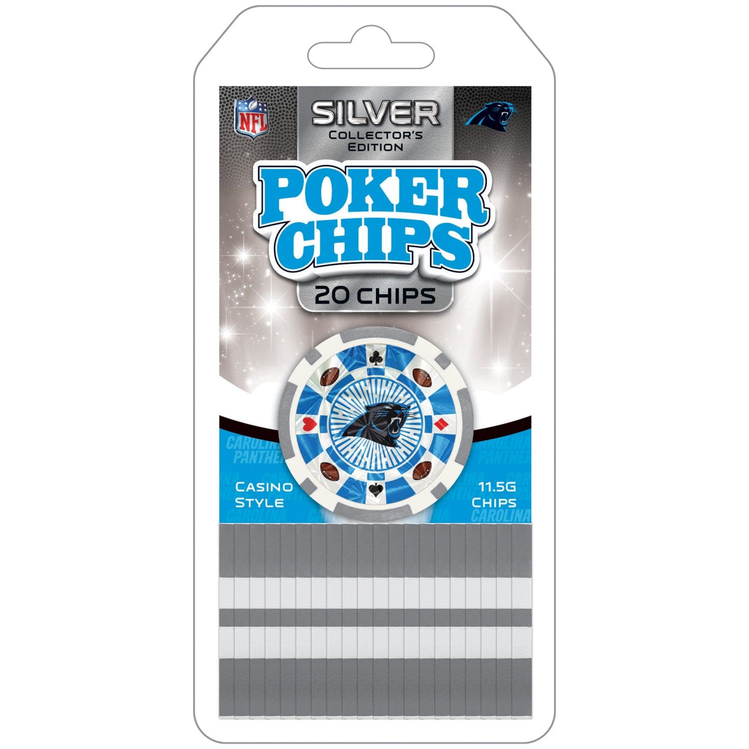 Carolina Panthers 20-Piece Poker Chip Set - Sports Gifts, Sports Memorabilia, Sports Collectibles, Fan Shop