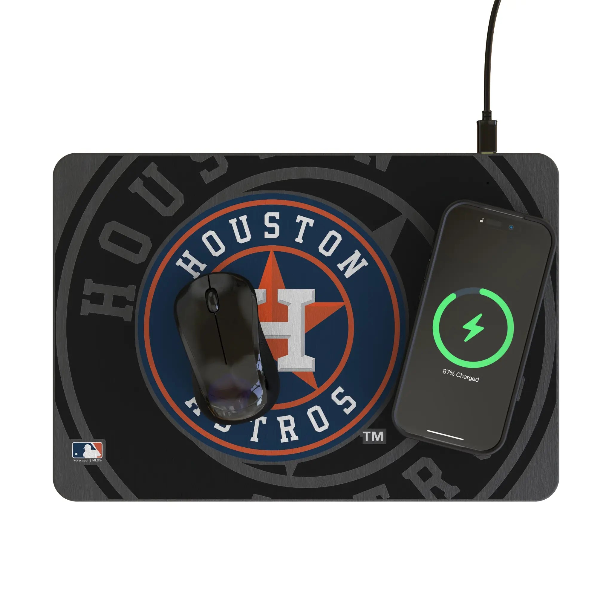Houston Astros Monocolor Tilt 15-Watt Wireless Charger and Mouse Pad