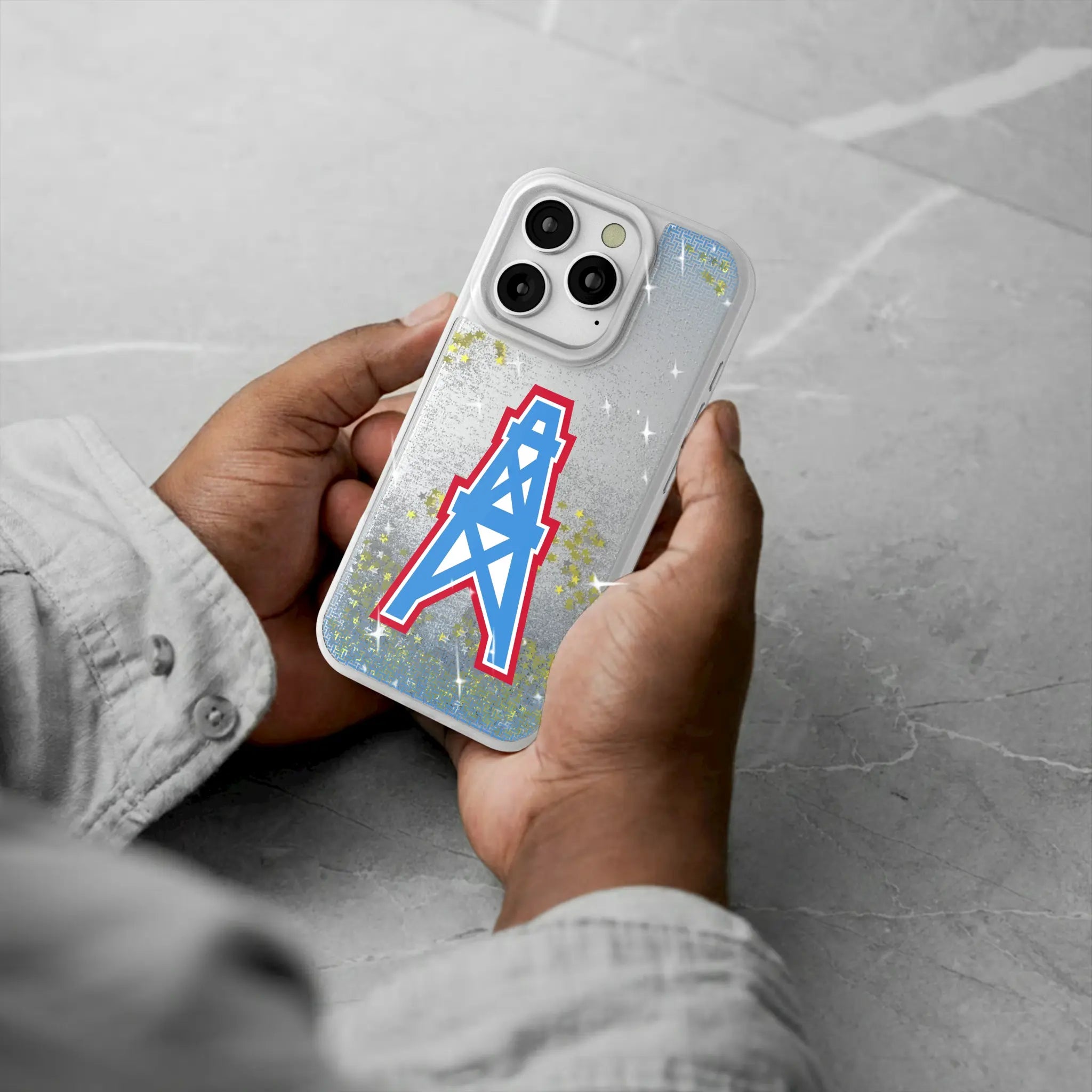 Houston Oilers Historic Collection Linen Glitter Phone Case