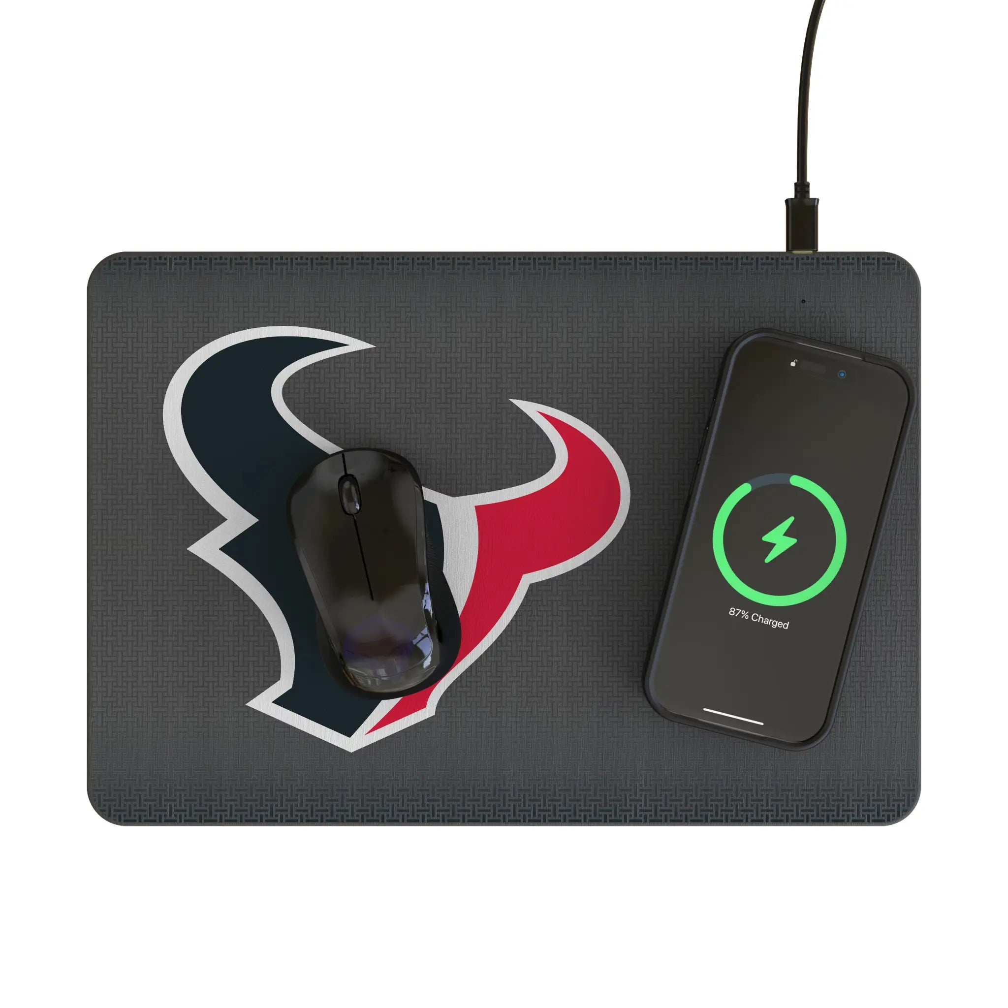 Houston Texans Linen 15-Watt Wireless Charger and Mouse Pad