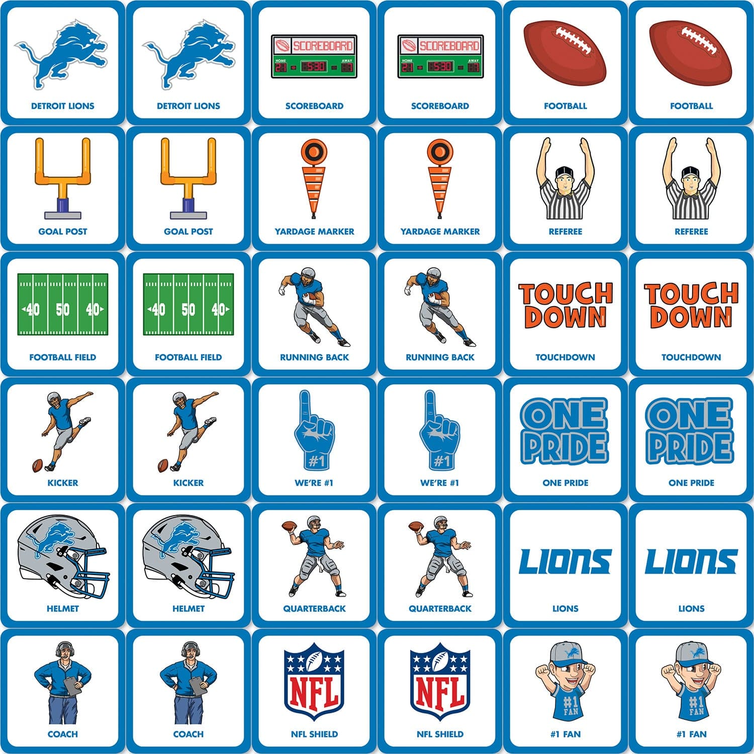 Detroit Lions Memory Match Game