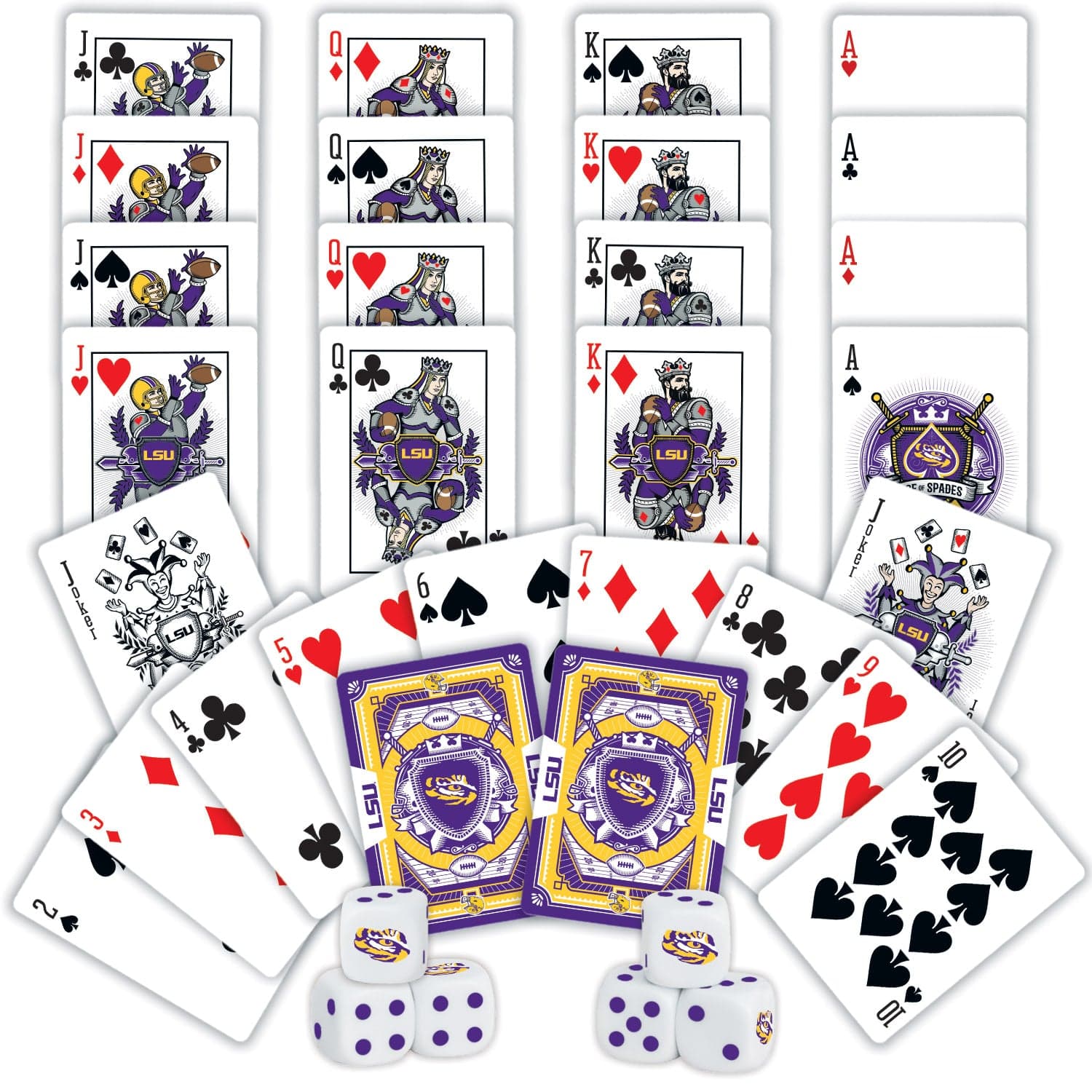 LSU Tigers 2-Pack Playing Cards and Dice Set - Sports Gifts, Sports Memorabilia, Sports Collectibles, Fan Shop
