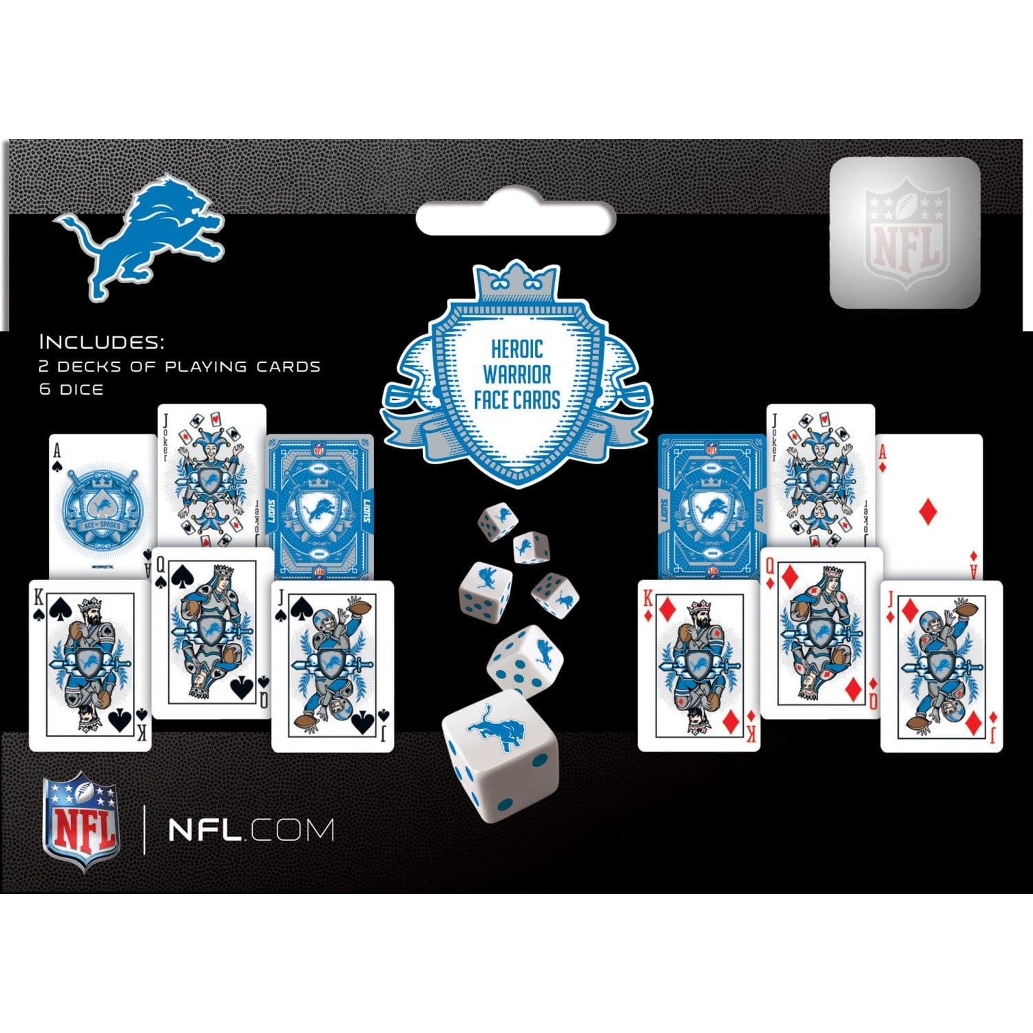 Detroit Lions 2-Pack Playing Cards and Dice Set