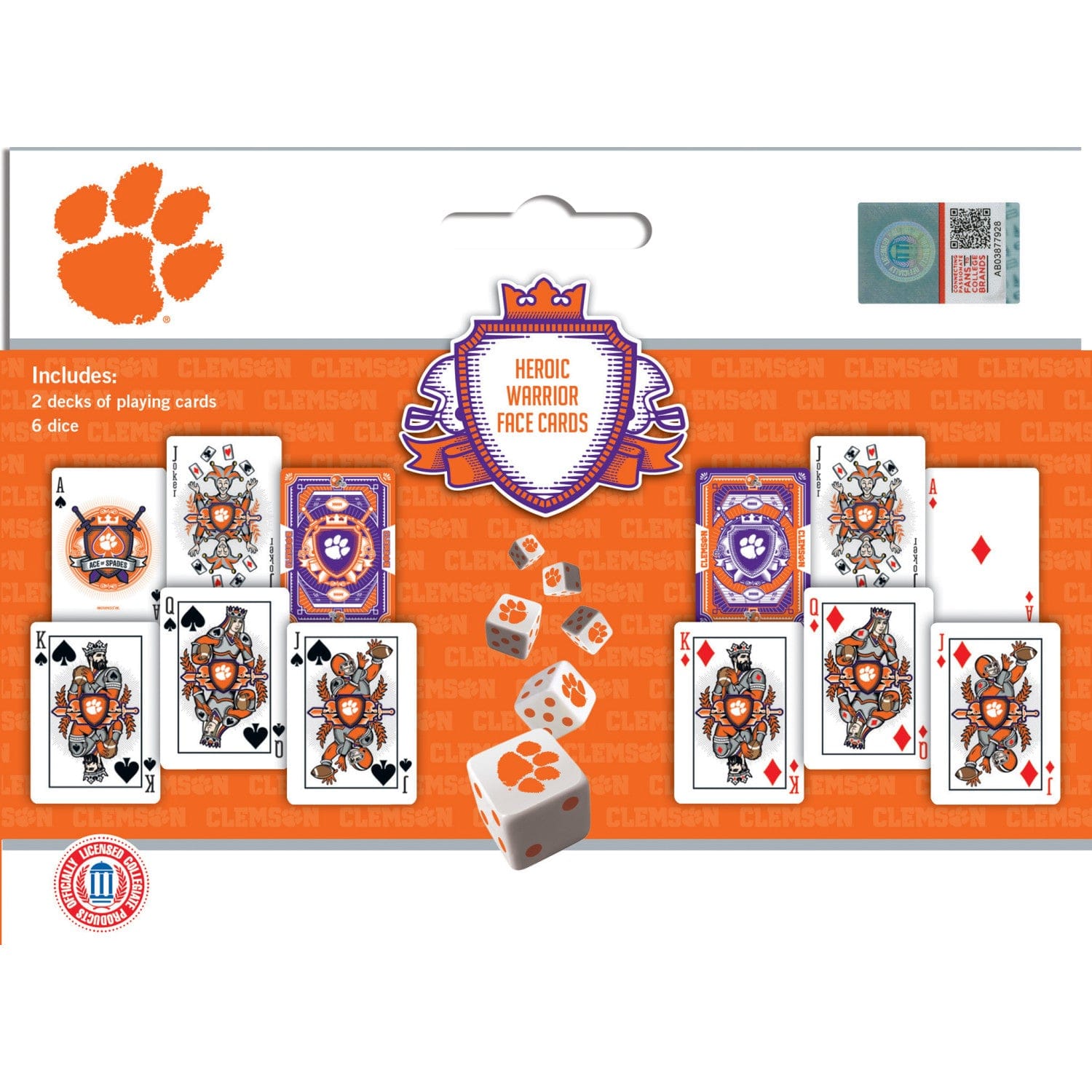 Clemson Tigers 2-Pack Playing Cards and Dice Set - Sports Gifts, Sports Memorabilia, Sports Collectibles, Fan Shop